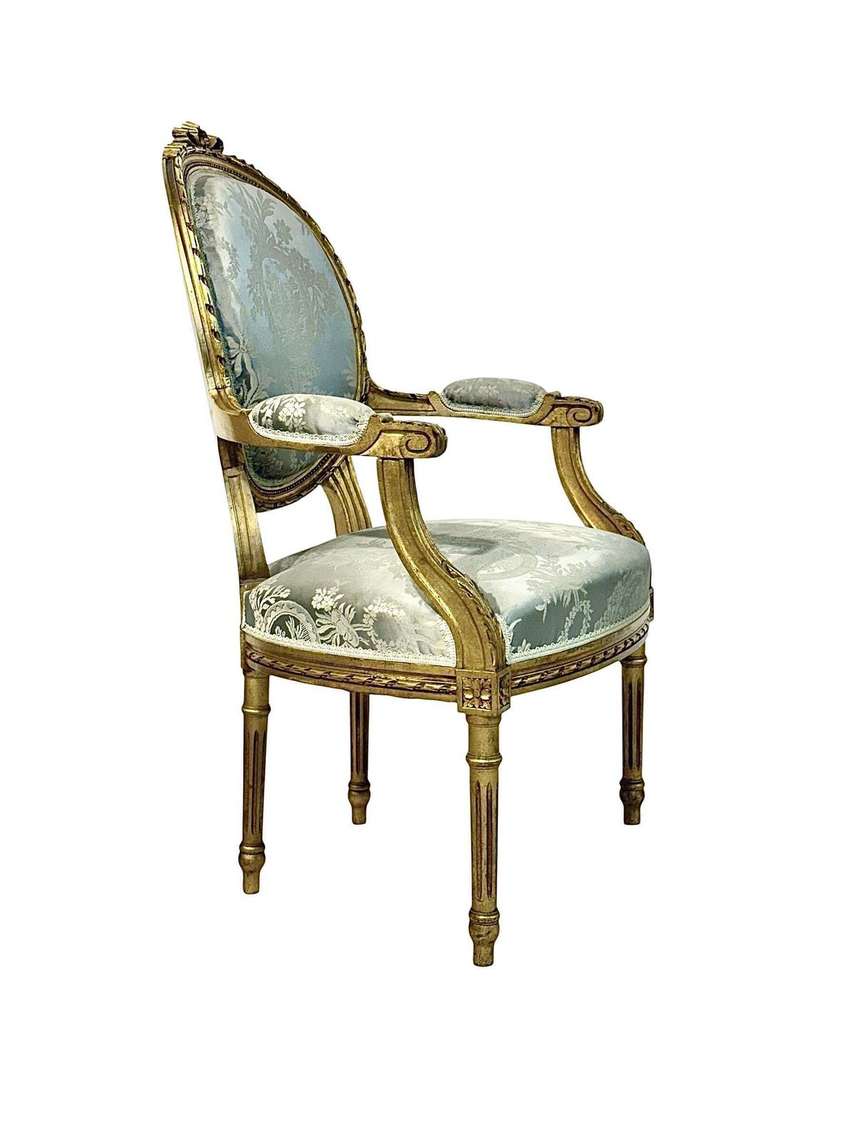 Pair Of Louis XVI Medallion Carved And Gilded Wood Armchairs photo 3240.0