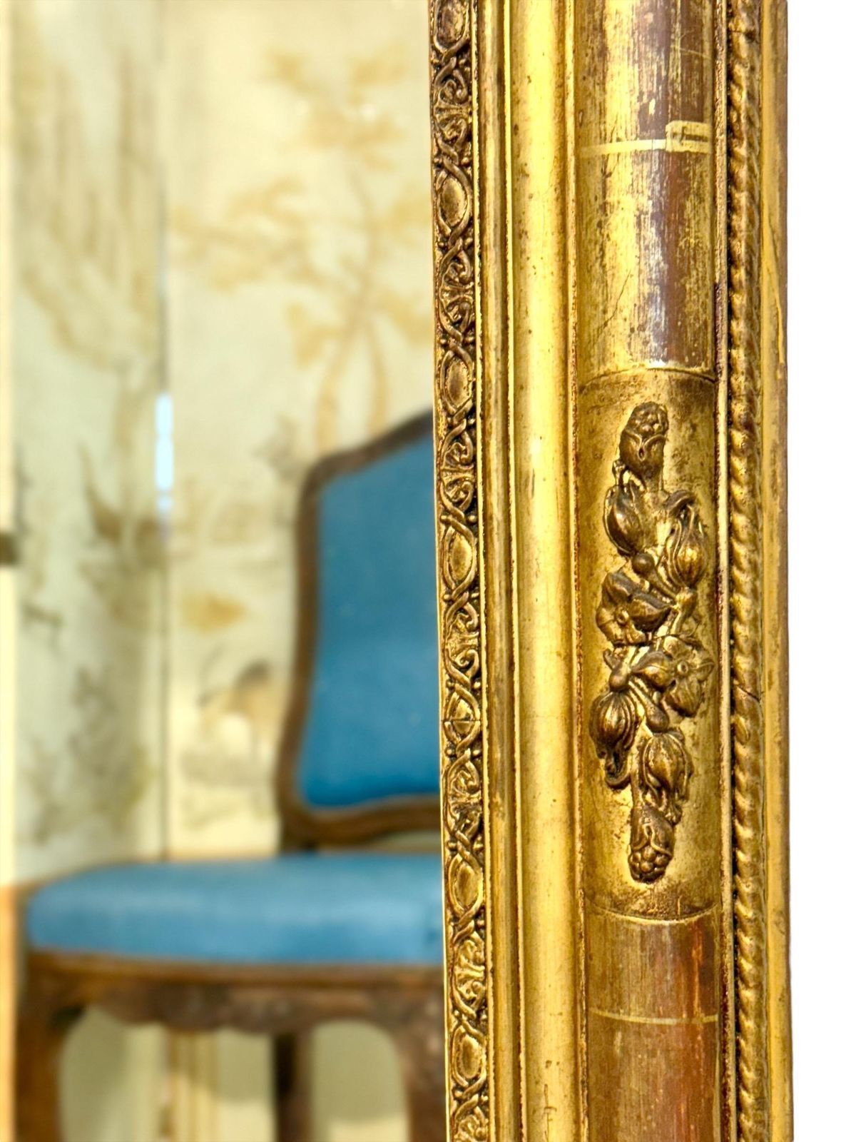 19th Century Louis XVI Giltwood Console Mirror With Carved Details photo for sale