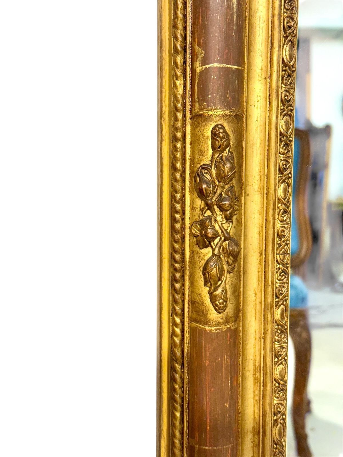 photo for sale 19th Century Louis XVI Giltwood Console Mirror With Carved Details