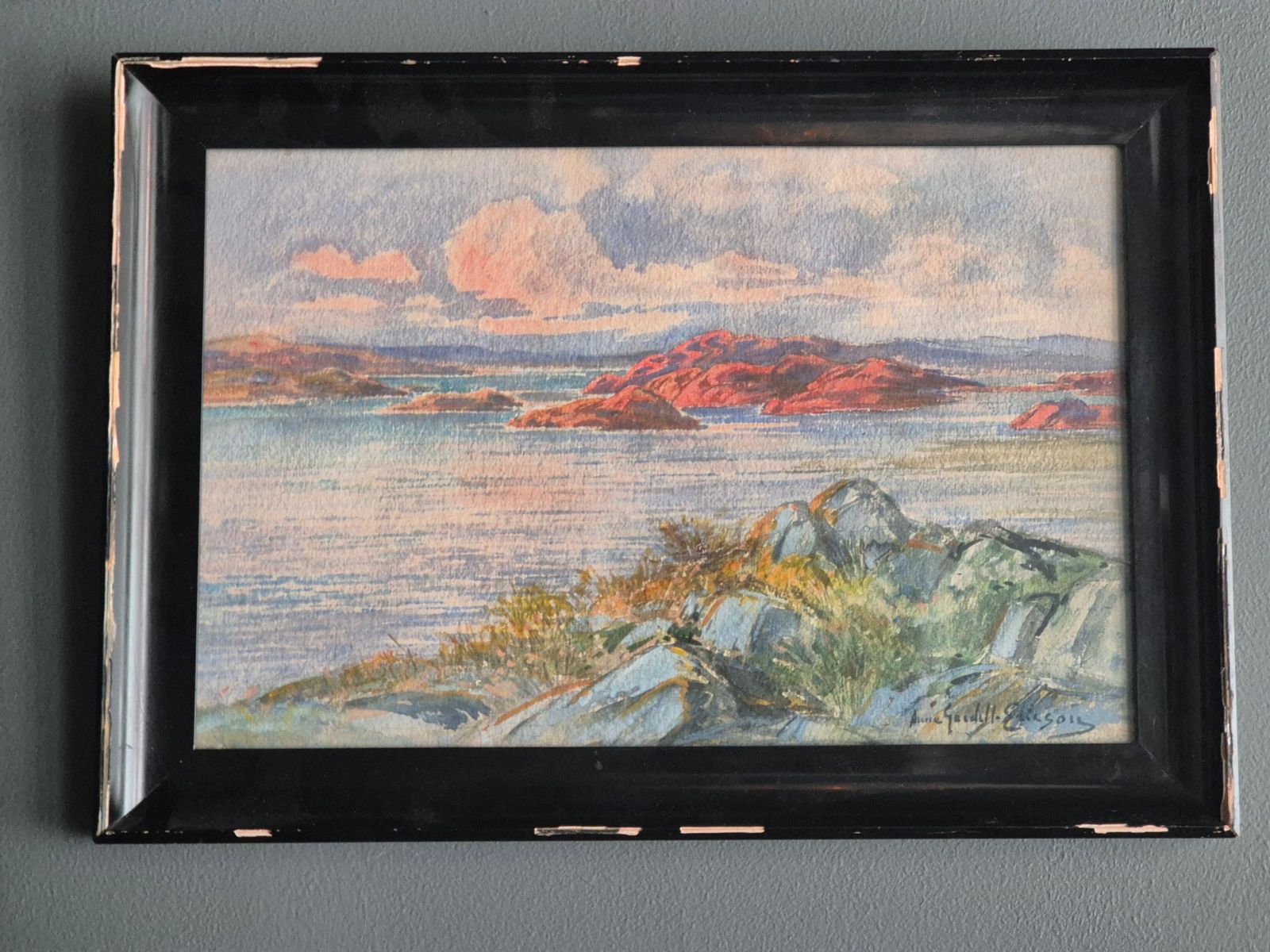 Stockholm Archipelago, Watercolor, Swedish Painter Anna Gardell Ericson photo furniture