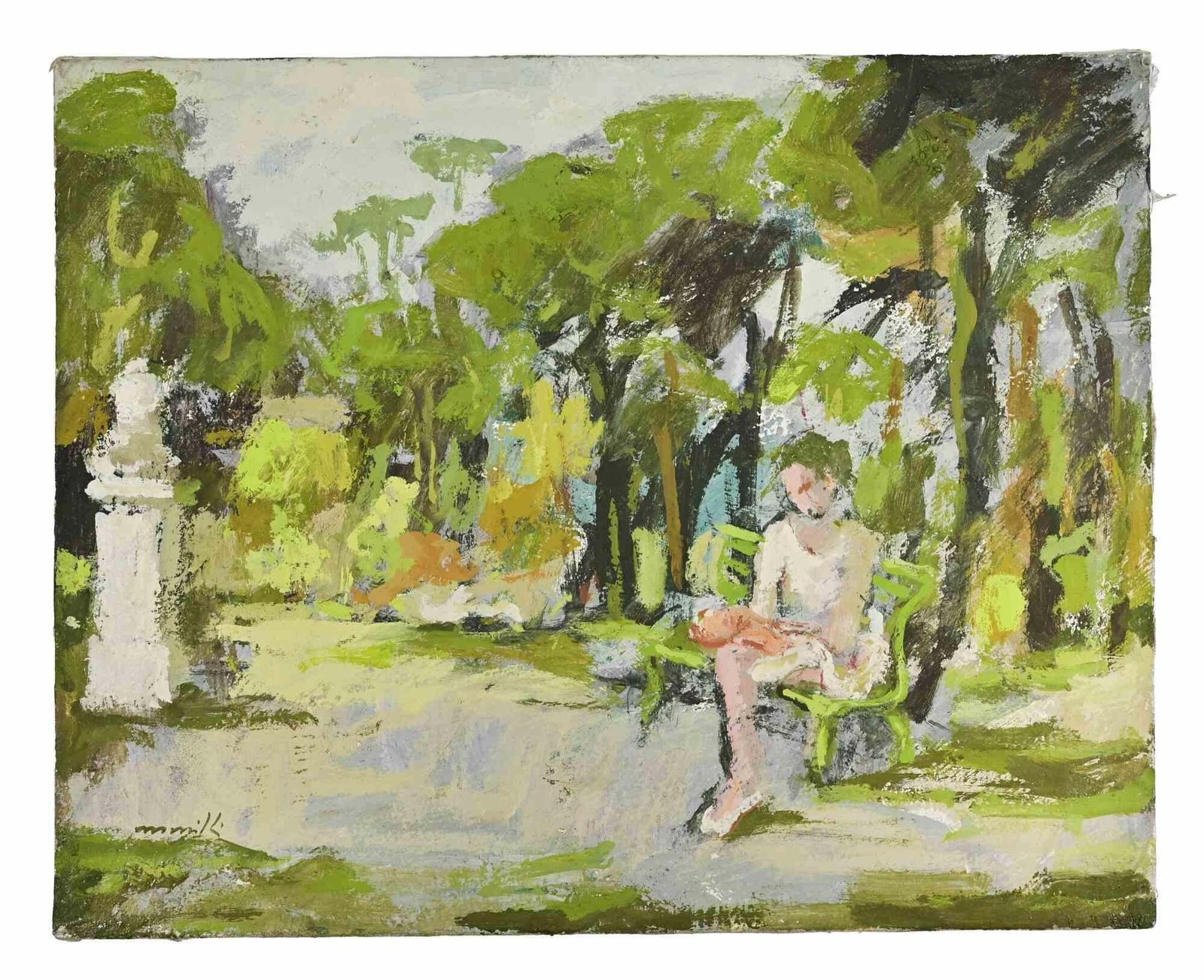 Franco Marzilliballerina  In The Park   Oil Painting By Franco Marzilli   1970s1970s