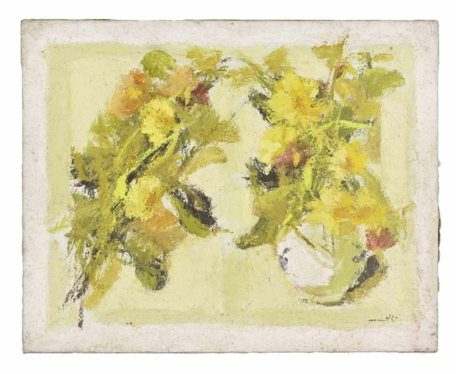 Franco Marzillistill Life   Oil Painting By Franco Marzilli   1970s1970s photo furniture