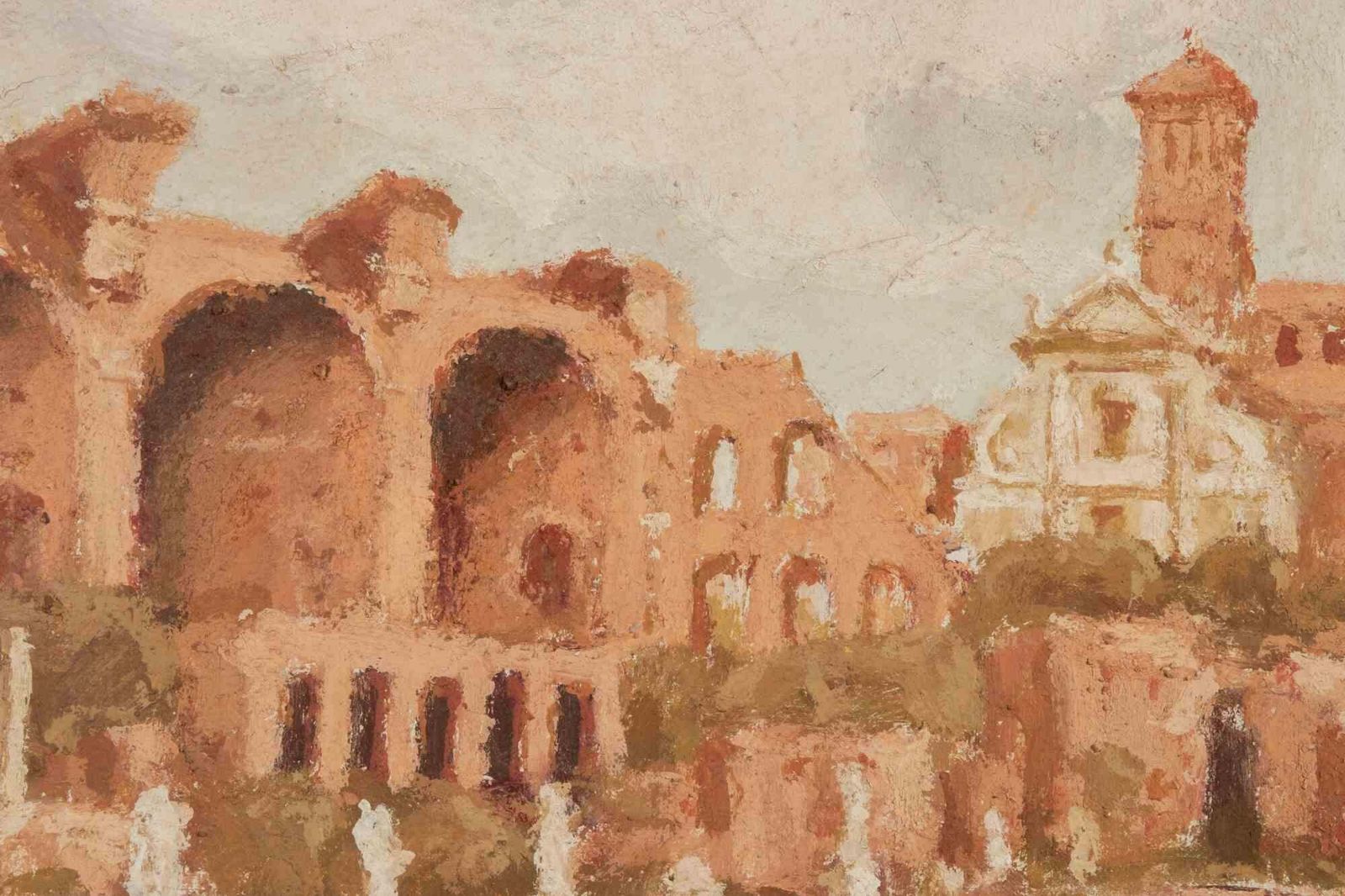 Franco Marzilliroman Ruins   Oil Painting By Franco Marzilli   1970s1970s photo for sale