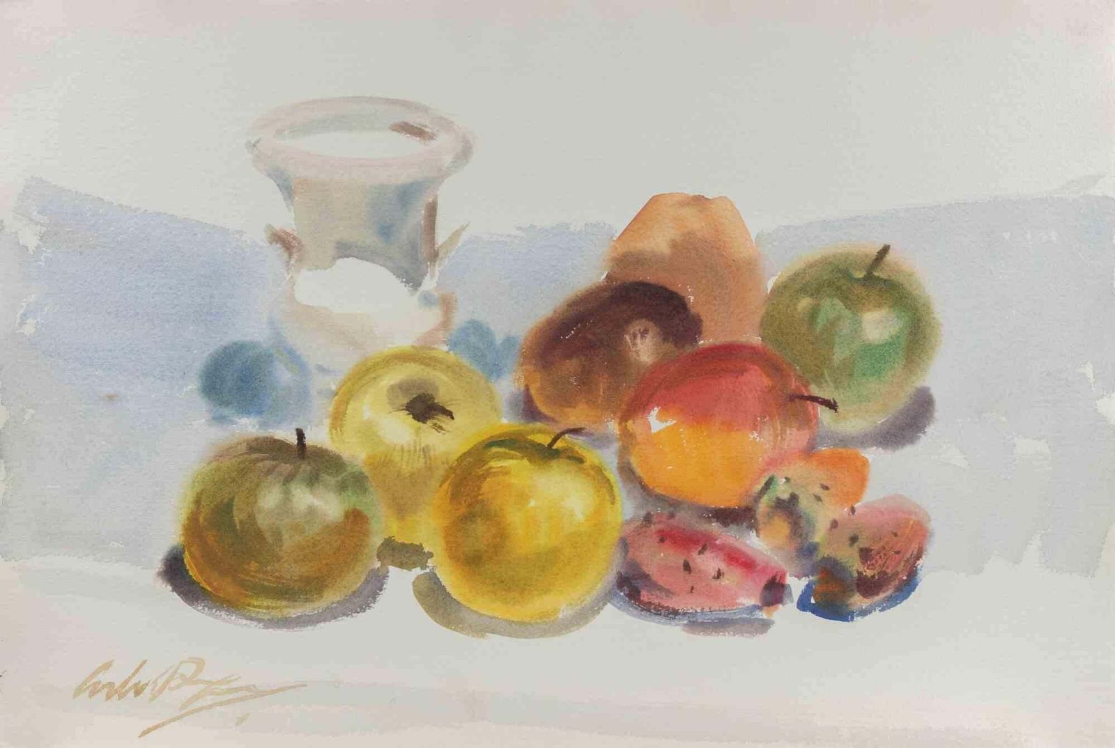 Carlo Ravagnanstill Life With Fruits   Drawing By Carlo Ravagnan   19721972 photo furniture