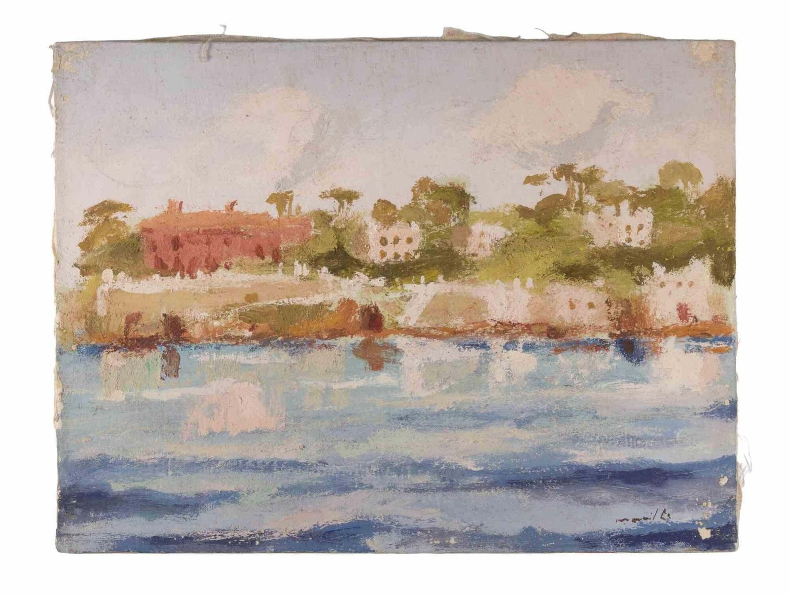 Franco Marzillisea View   Oil Painting By Franco Marzilli   1970s1970s