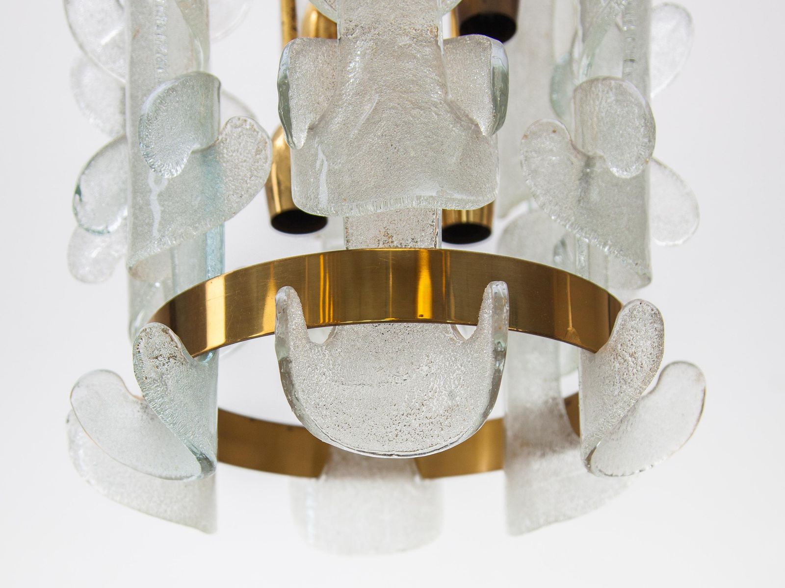 Kalmar Rare Interlocking Glass And Brass Chandelier, 1970s, Model "Catena". photo vintage
