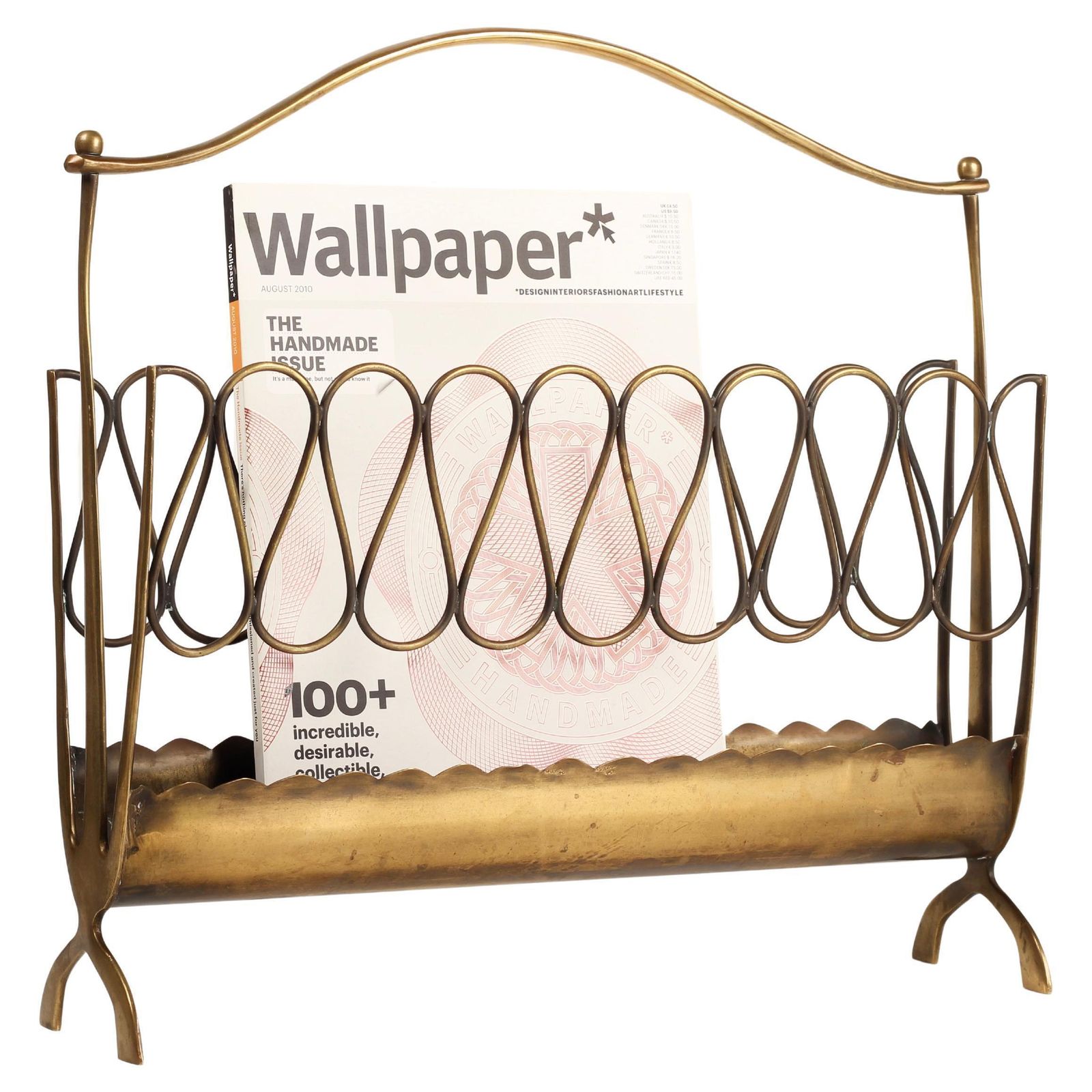 Italian Mid Century Brass Magazine Rack – Gio Ponti Style, 1950s photo vinterior
