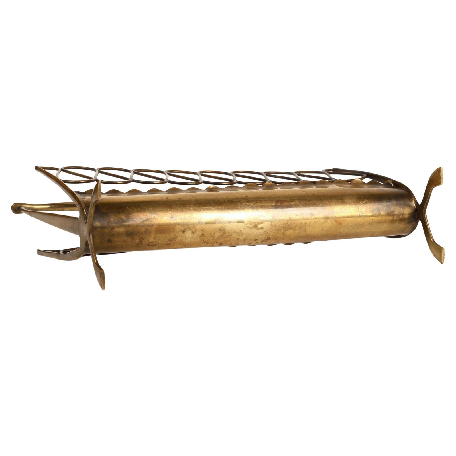 Italian Mid Century Brass Magazine Rack – Gio Ponti Style, 1950s photo vintage