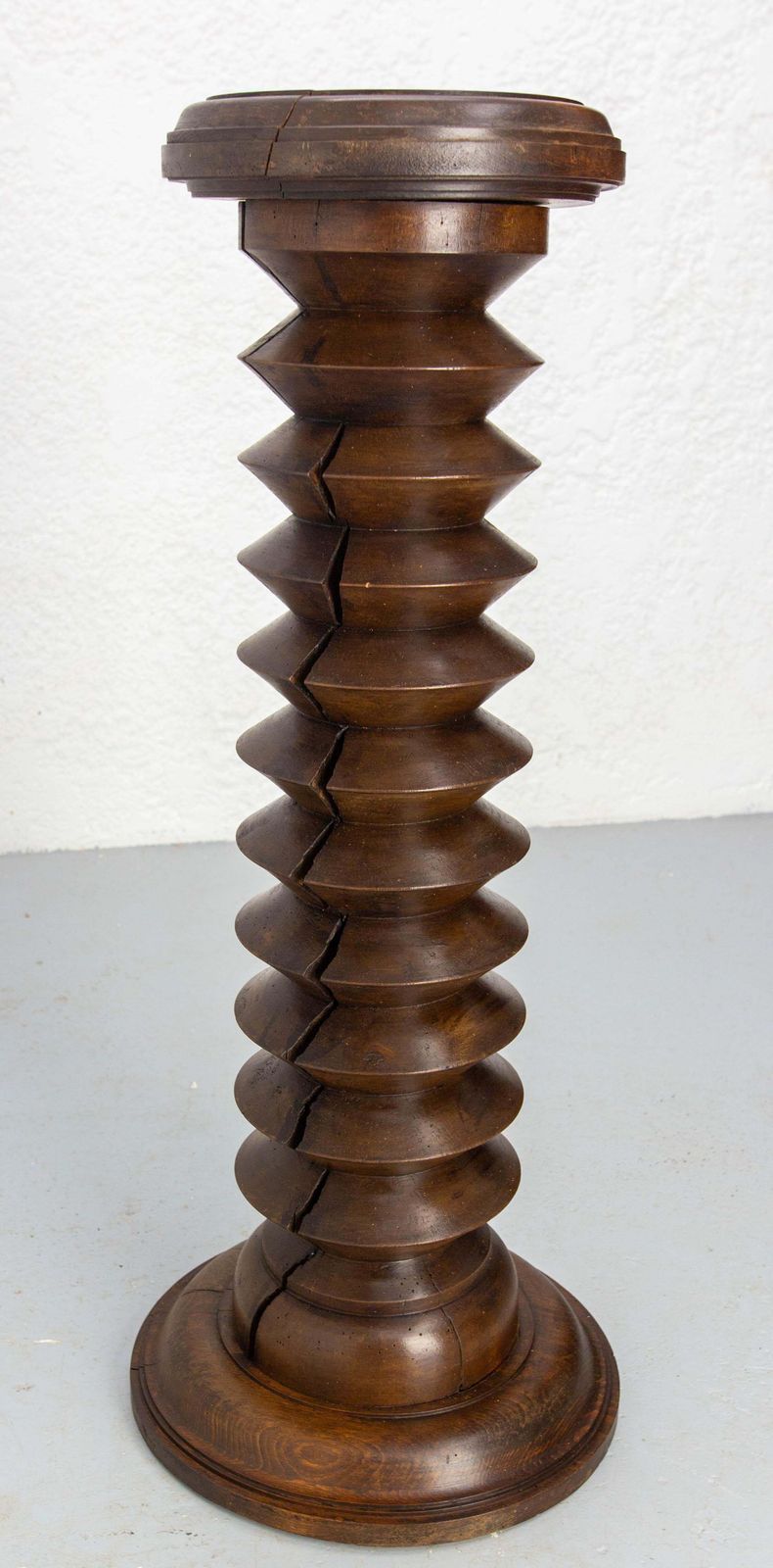 French Midcentury Turned Beech Pedestal Or Plant Holder  Dudouyt Style, C. 1940 photo furniture