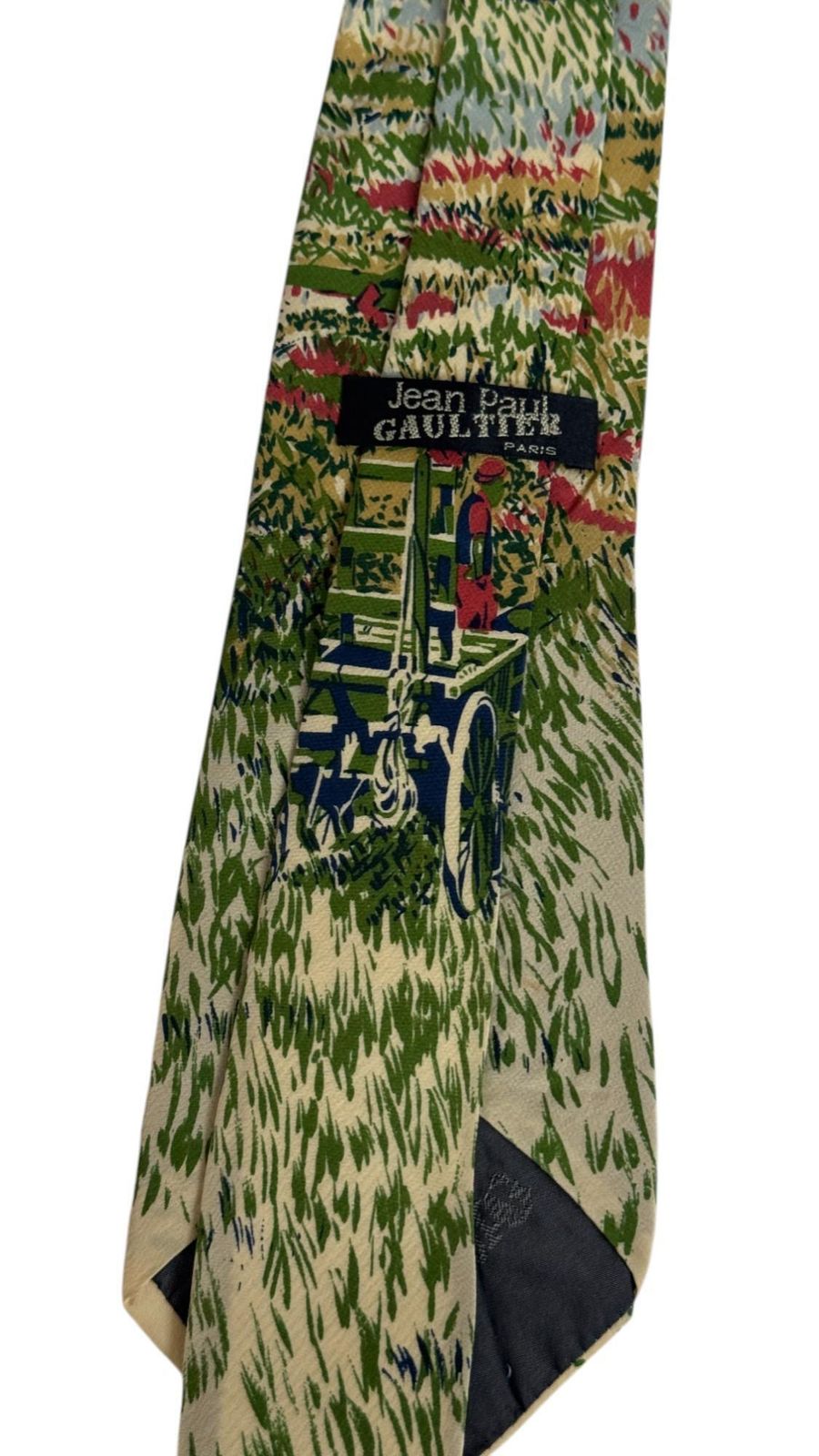 photo for sale Jean Paul Gaultier Vintage Tie   "Rural Landscape" Illustration Print