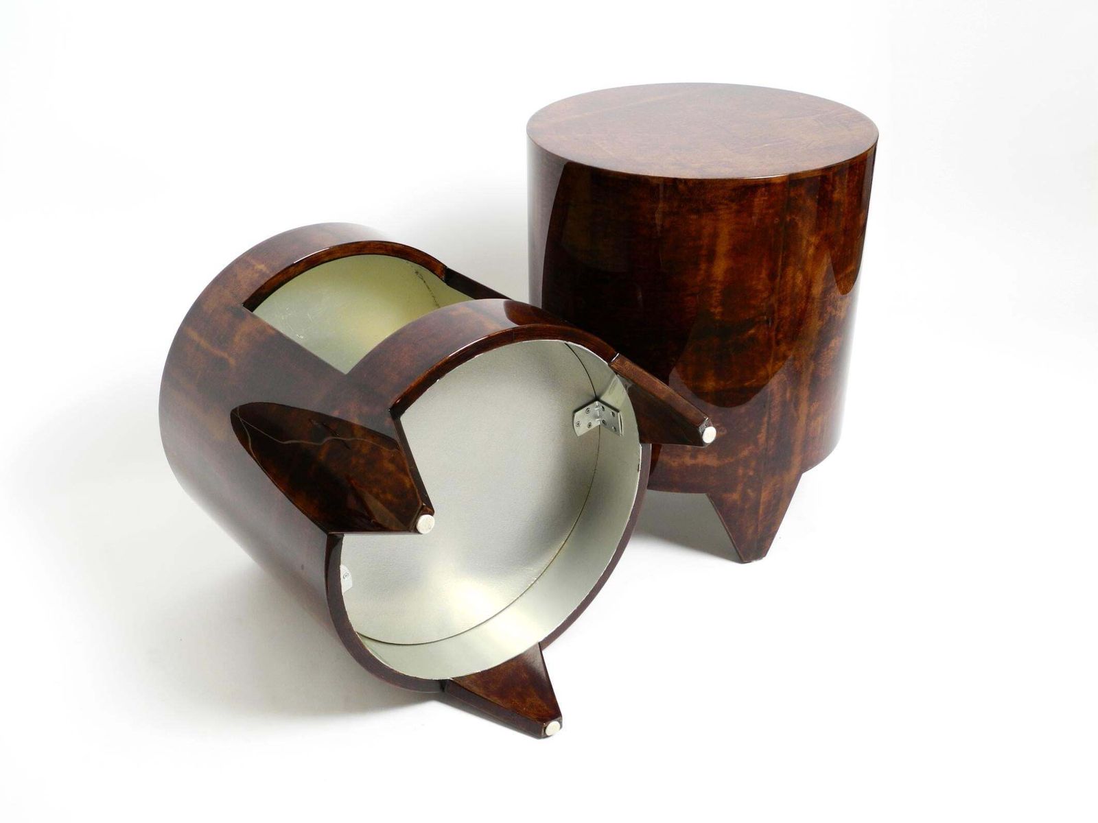Furniture Two 90s Coffee Tables "Night&Day" By Tura Made Of Wood Covered With Goatskin photo