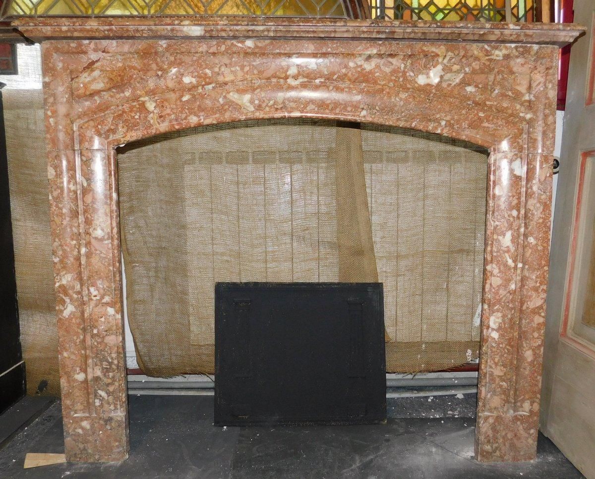 Fireplace Mantel In Red Marble, Carved Linear, Italy photo furniture