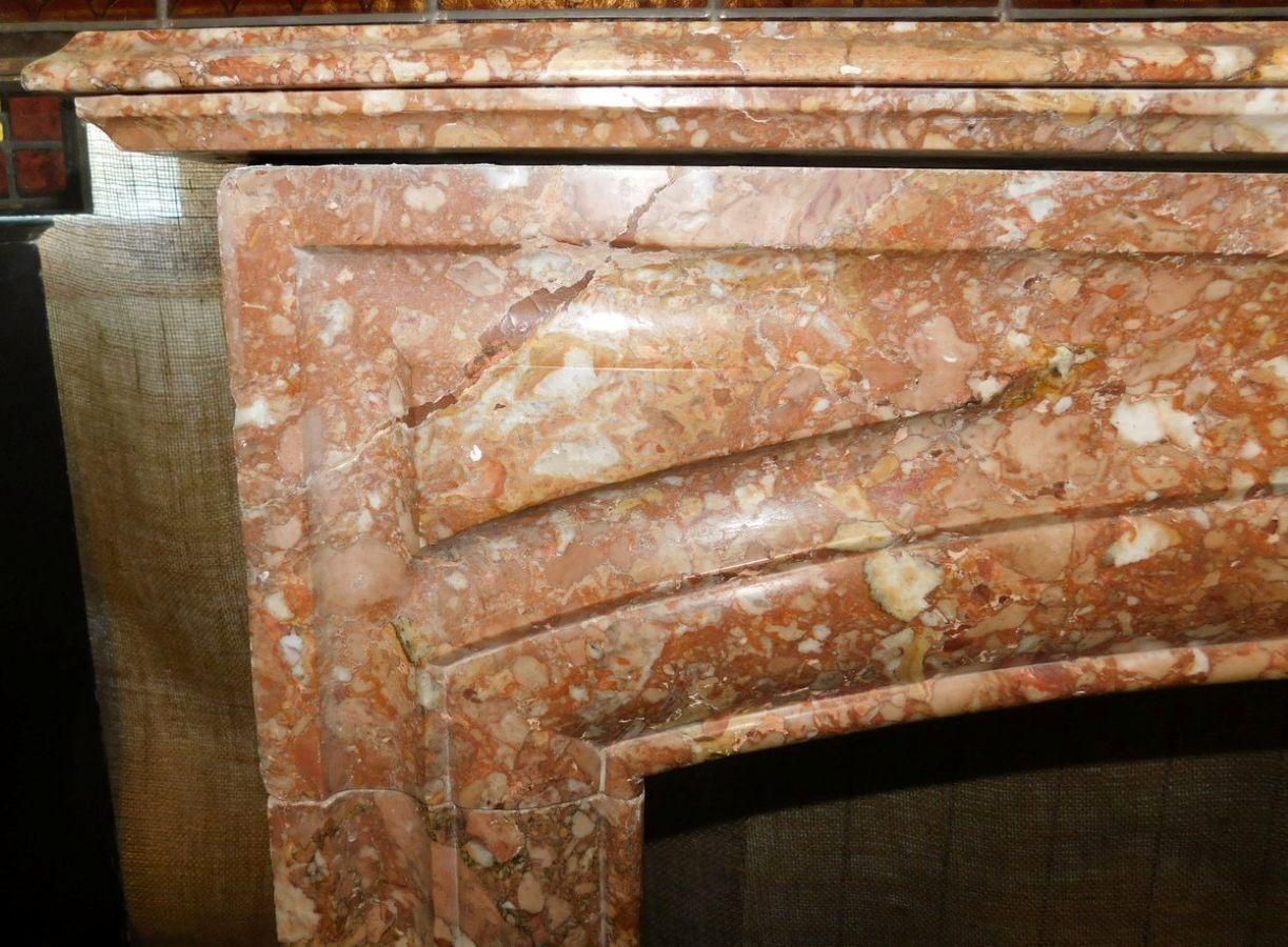 Fireplace Mantel In Red Marble, Carved Linear, Italy photo 3651.0