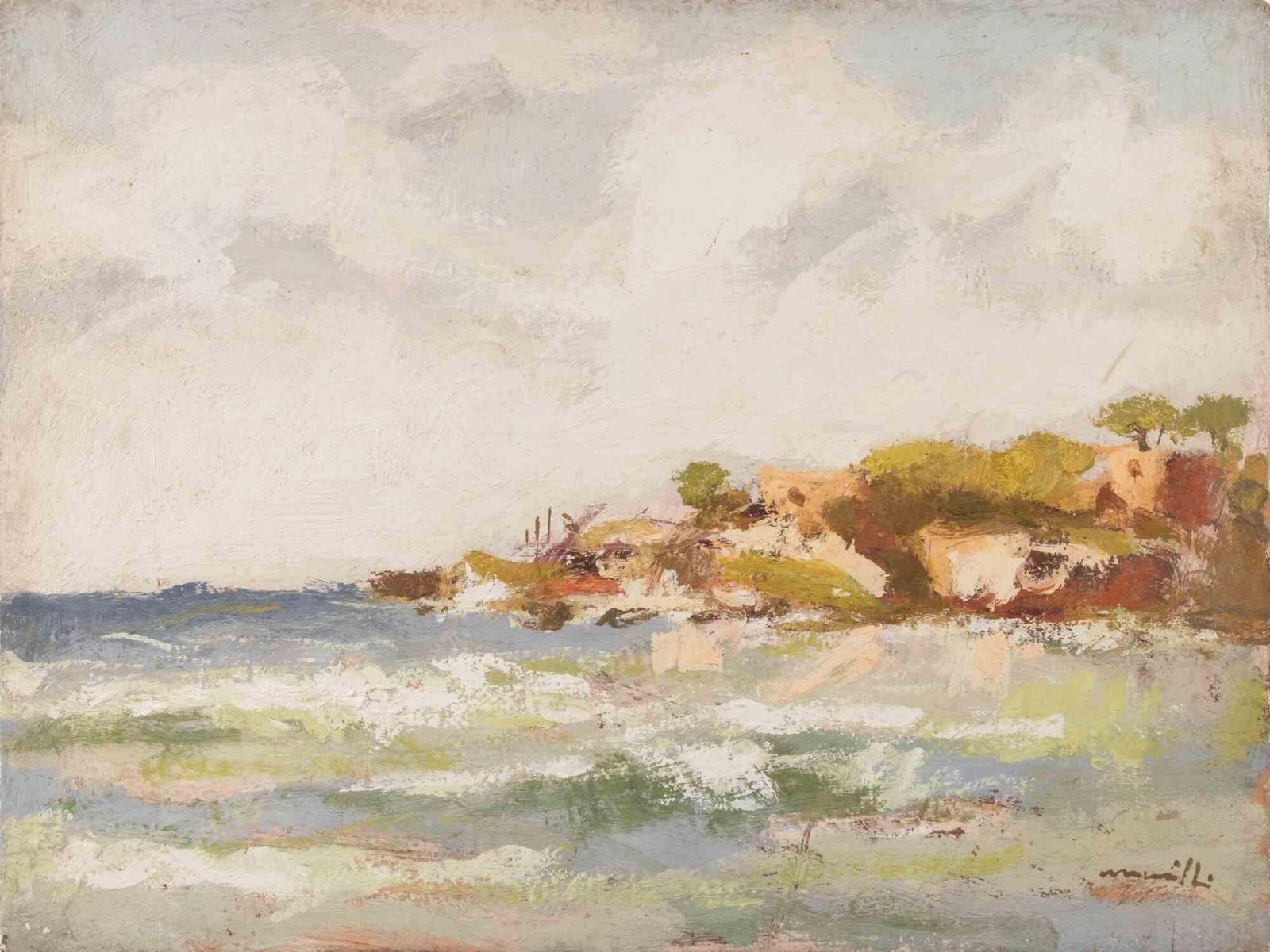 Franco Marzilliseaview   Oil Painting By Franco Marzilli   1970s1970s