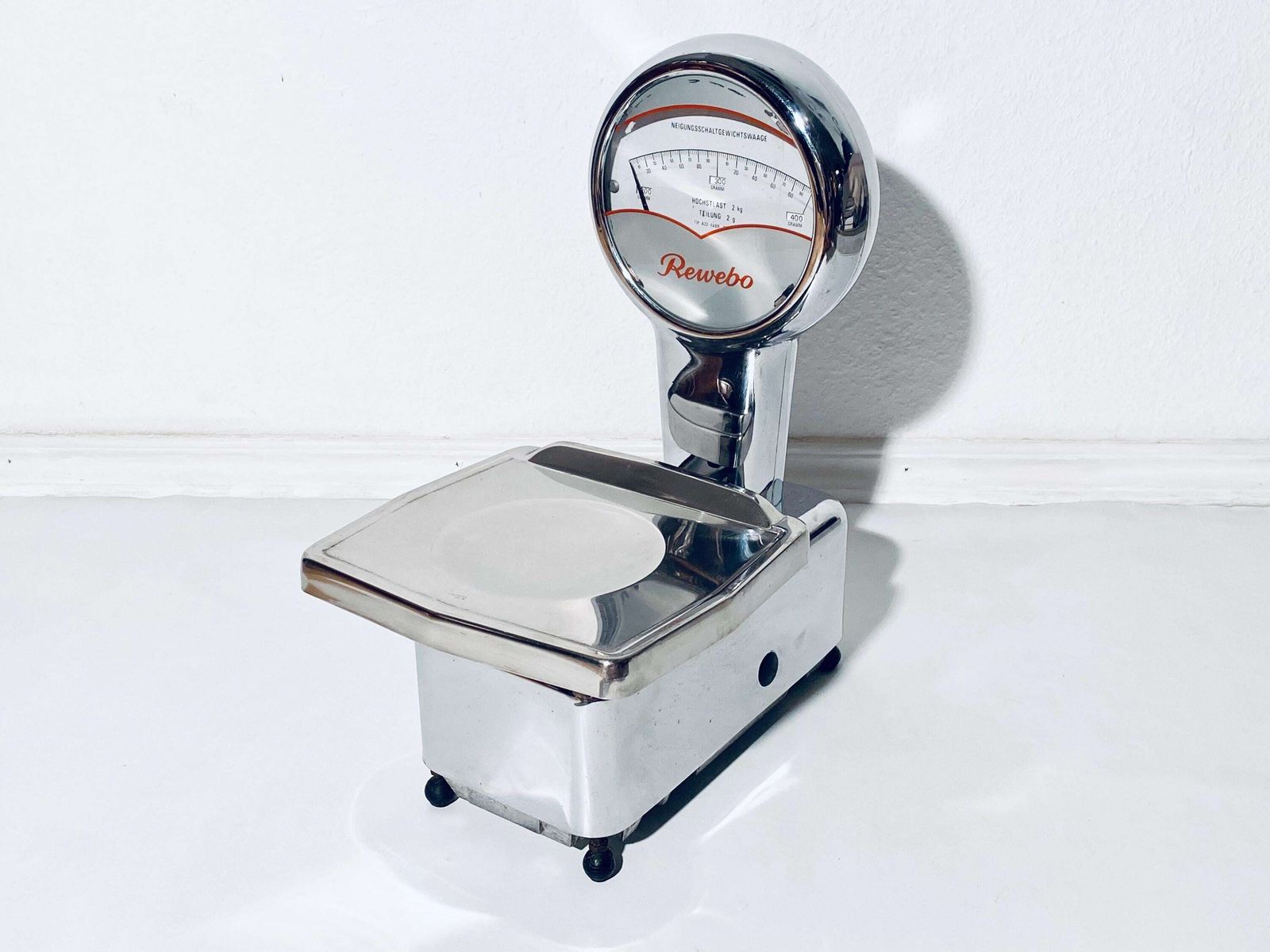 1950s Large Silver Rewebo Shop Professional Scale Tn2 / Mid Century Kitchen Decor Germany