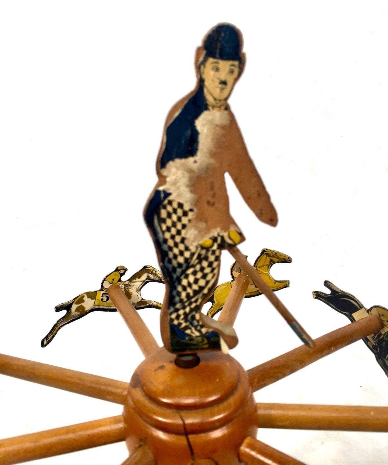 Antique 1920s Wooden Charlie Chaplin "Eureka" Horse Racing Bet Game / Art Deco photo vintage