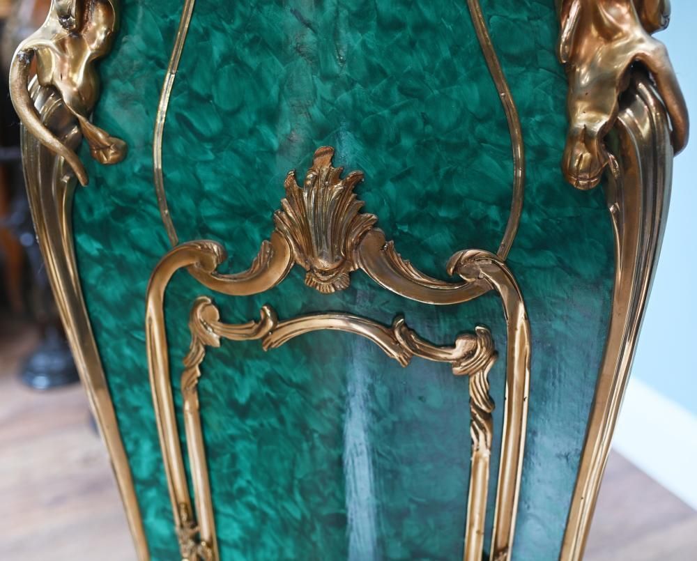 5750.0 Pair French Malachite Pedestal Stands Napoleon III Revival Linke photo