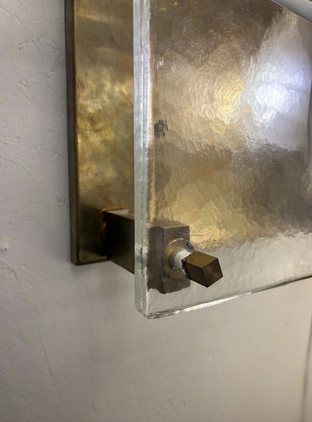 Mid Century Modern Pair Of Wall Lights, Glass And Brass, Italy photo vinterior