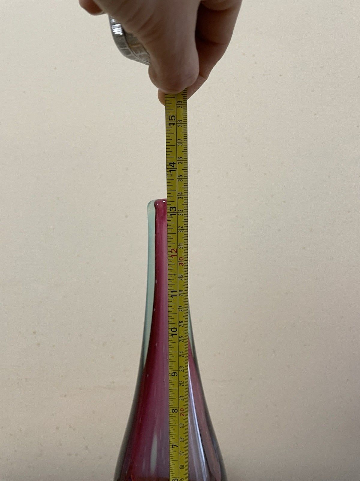 Luigi Onesto Murano Glass Sommerso Teardrop Vase With Air Twist Base Vintage Mcm photo buy