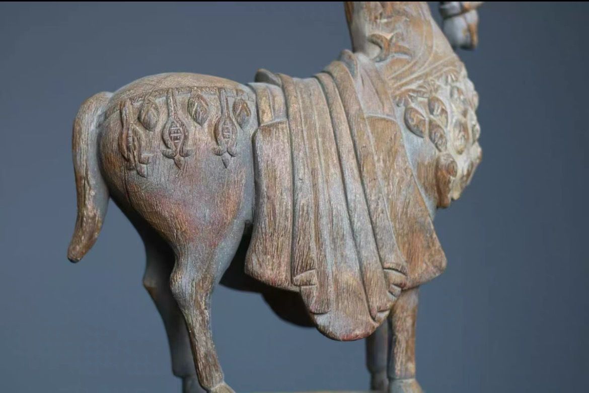 19th Century Hand Carved Horse, Camphorwood photo Art