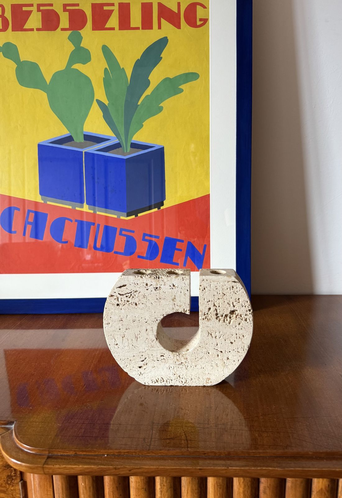 Enzo Mari, Brutalist Travertine Candle Holder, Fratelli Mannelli Italy 1970s photo for sale
