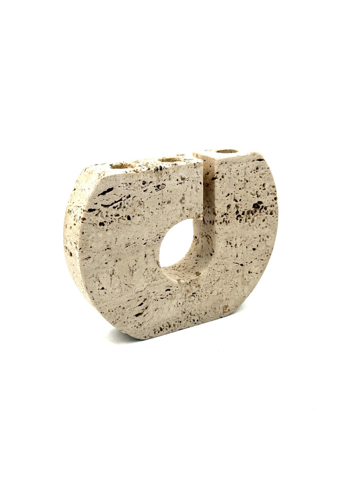 Enzo Mari, Brutalist Travertine Candle Holder, Fratelli Mannelli Italy 1970s photo 340.0