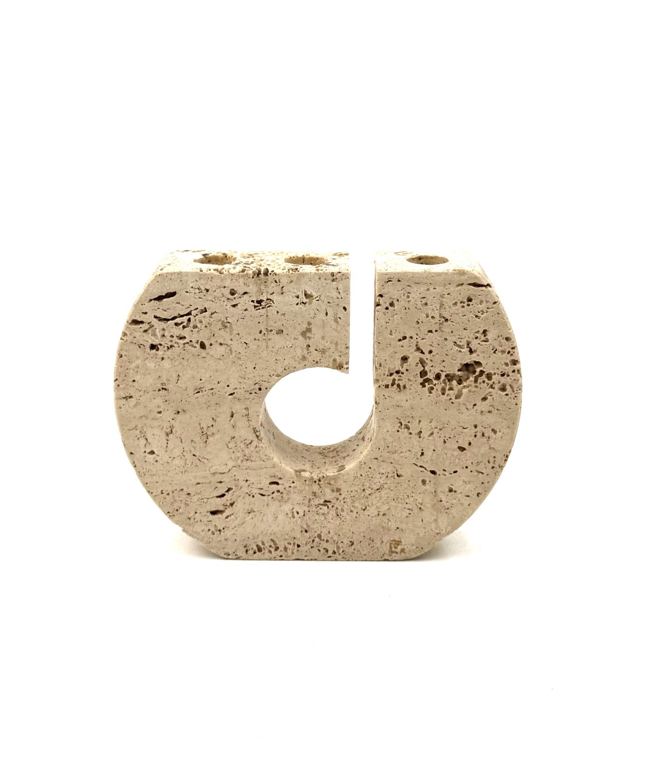 Enzo Mari, Brutalist Travertine Candle Holder, Fratelli Mannelli Italy 1970s photo vinterior