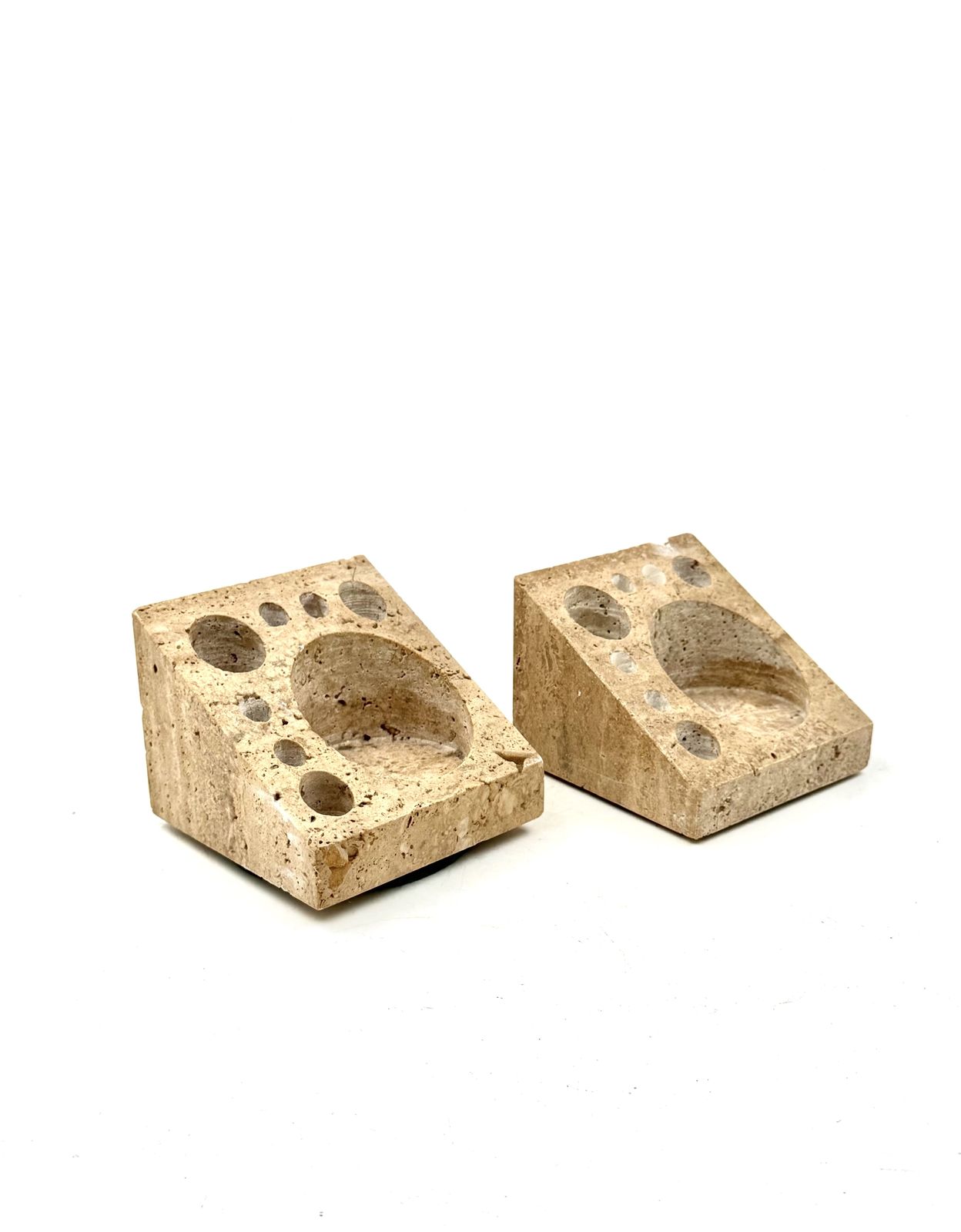 Enzo Mari, Set Of 2 Travertine Desk Organizers, Danese Italy 1970s photo Home Decor