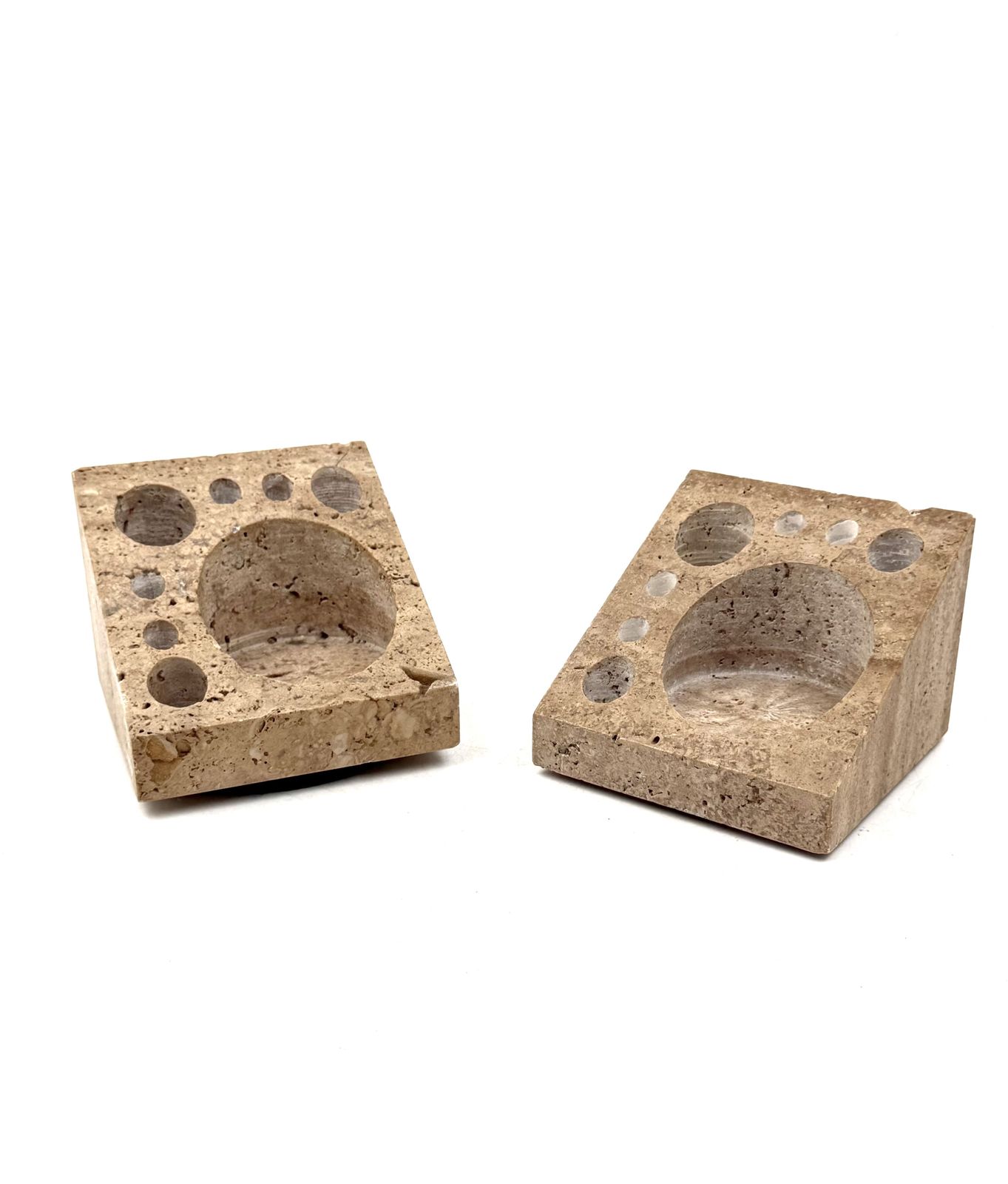 Home Decor Enzo Mari, Set Of 2 Travertine Desk Organizers, Danese Italy 1970s photo