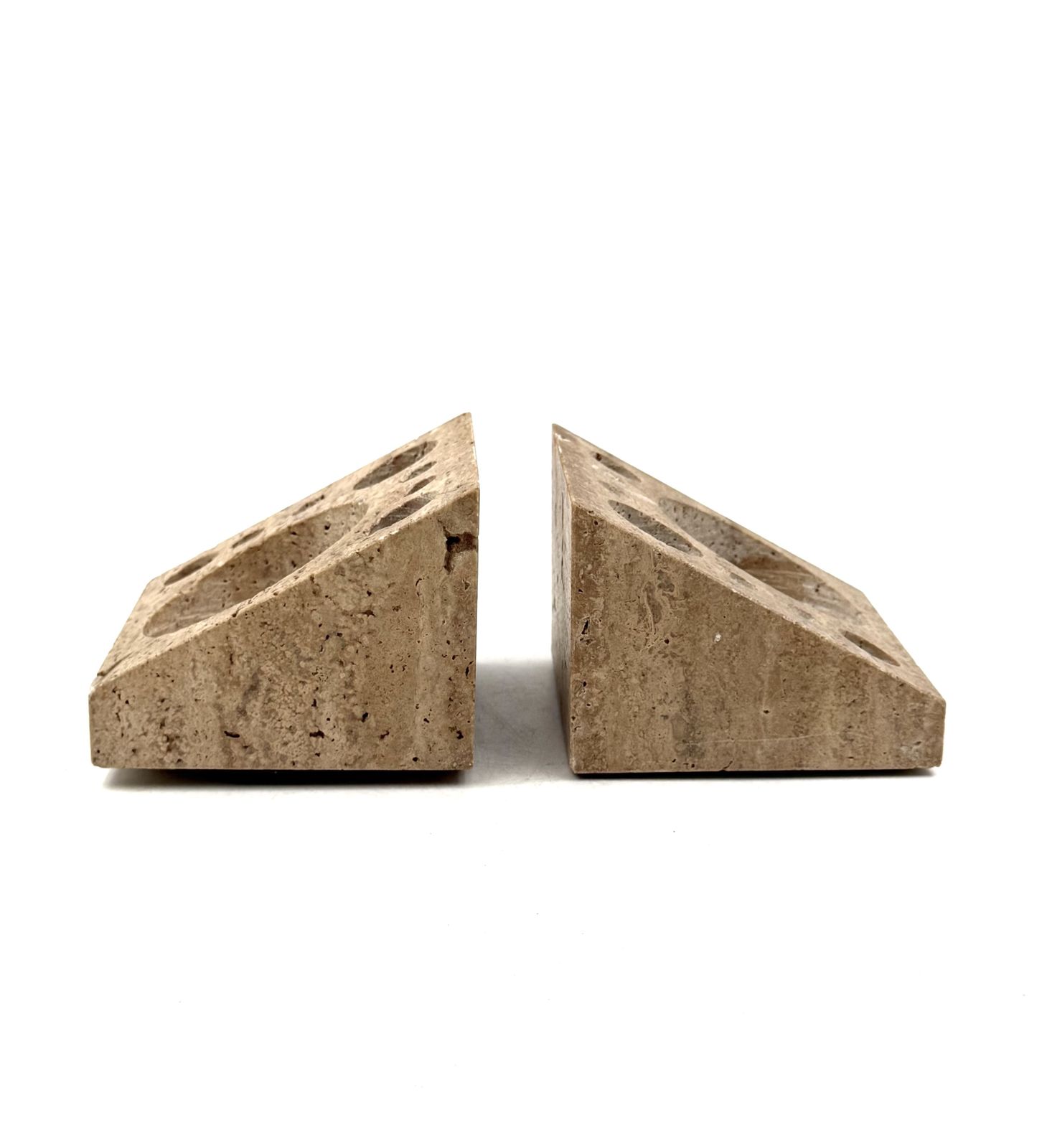 360.0 Enzo Mari, Set Of 2 Travertine Desk Organizers, Danese Italy 1970s photo