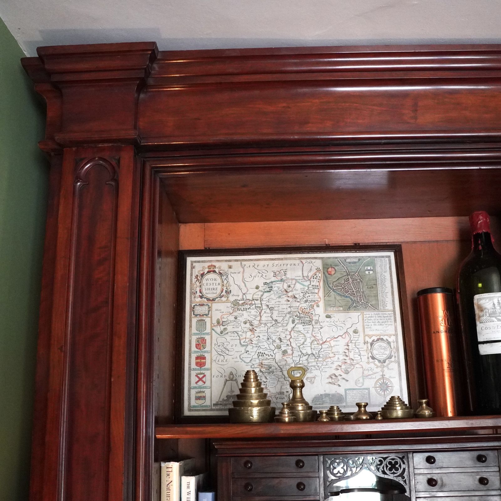 photo vinterior Gothic Revival Mahogany Library Bookcase