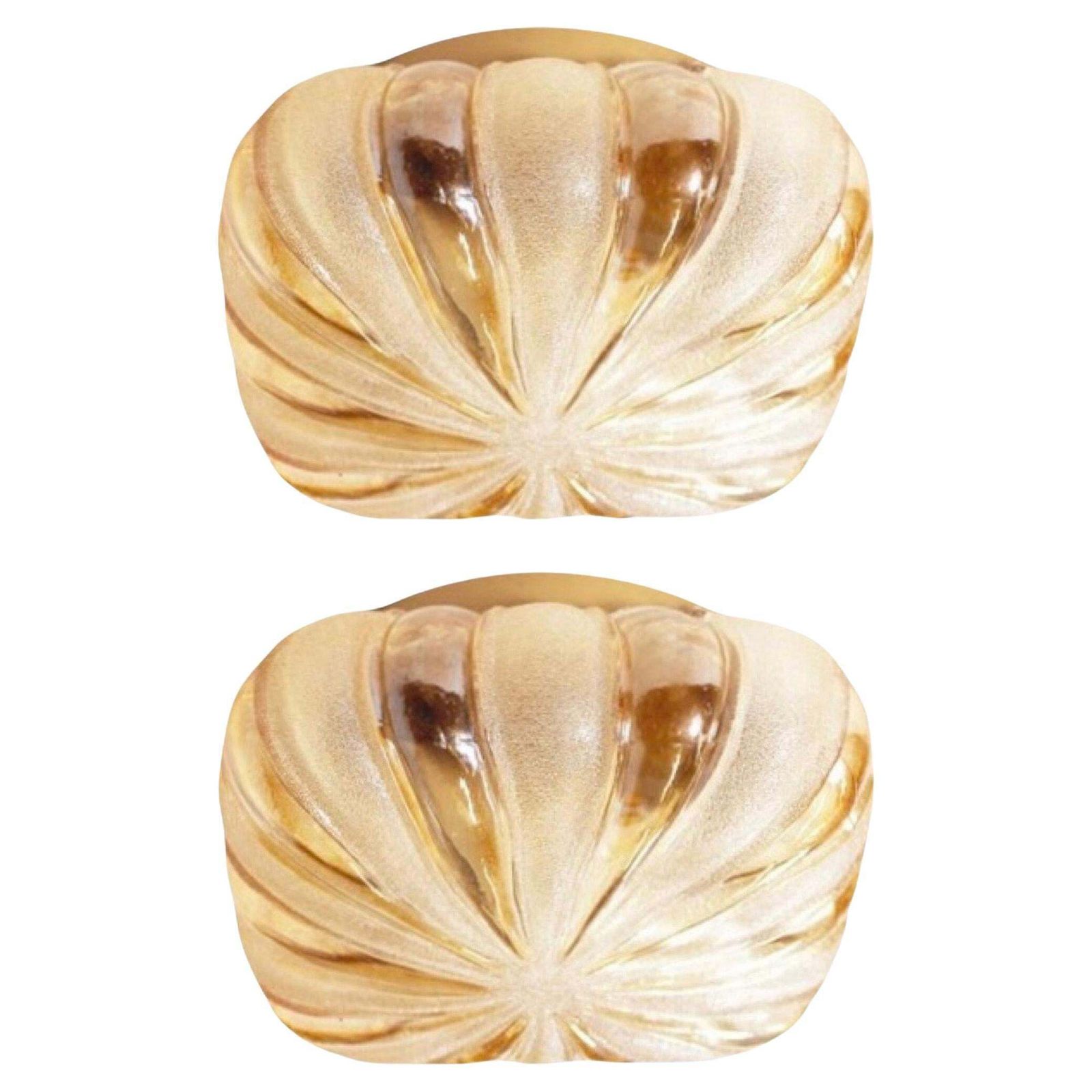 German Midcentury Pair Of Glass Flush Mounts By Wila Leuchten, 1970s