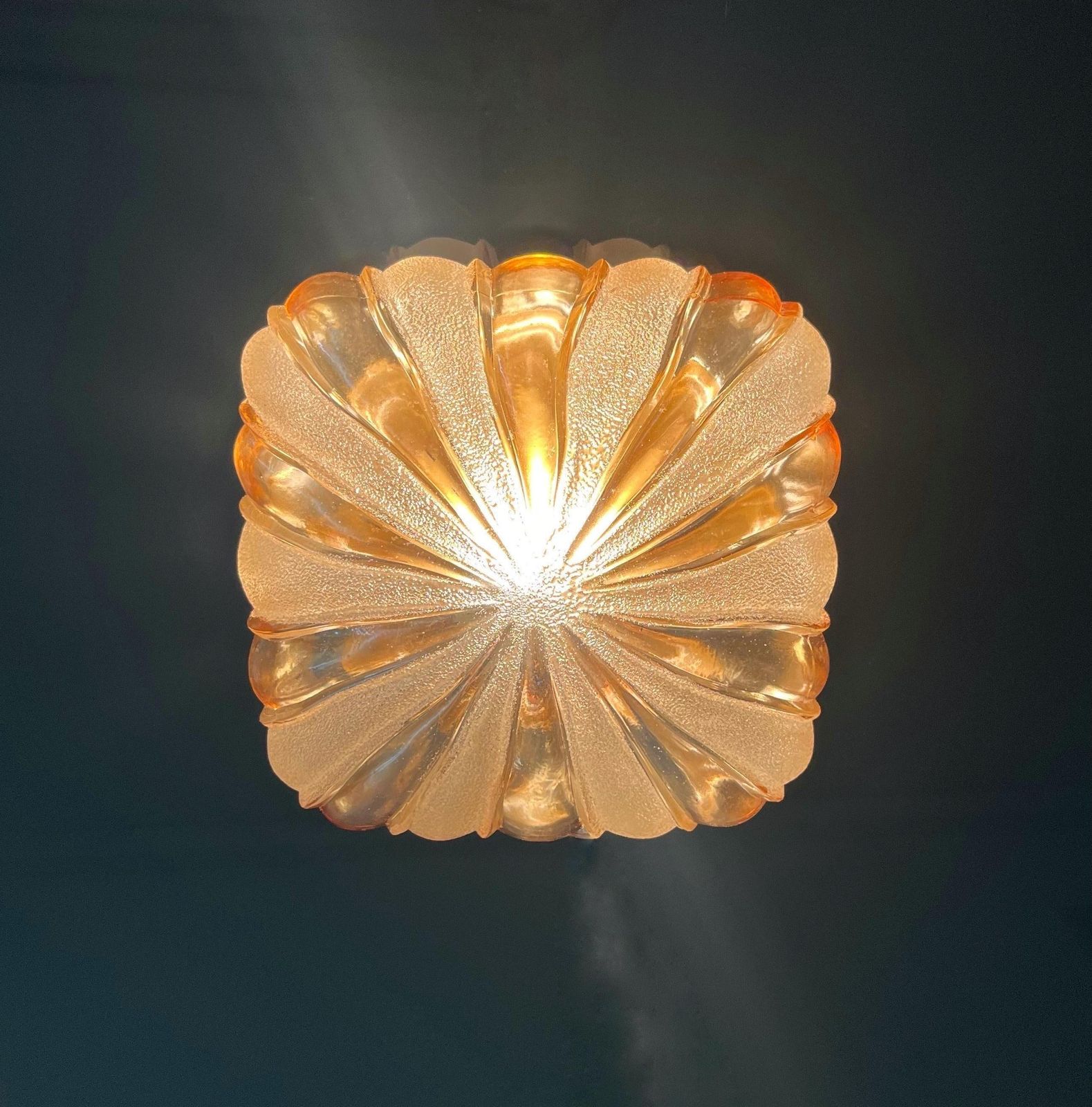 German Midcentury Pair Of Glass Flush Mounts By Wila Leuchten, 1970s photo Lighting