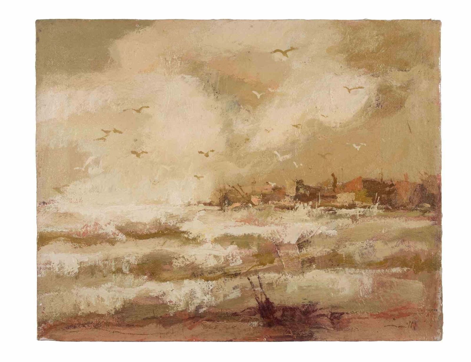Franco Marzilli View Of The Bay   Oil Painting By Franco Marzilli   1970s 1970s