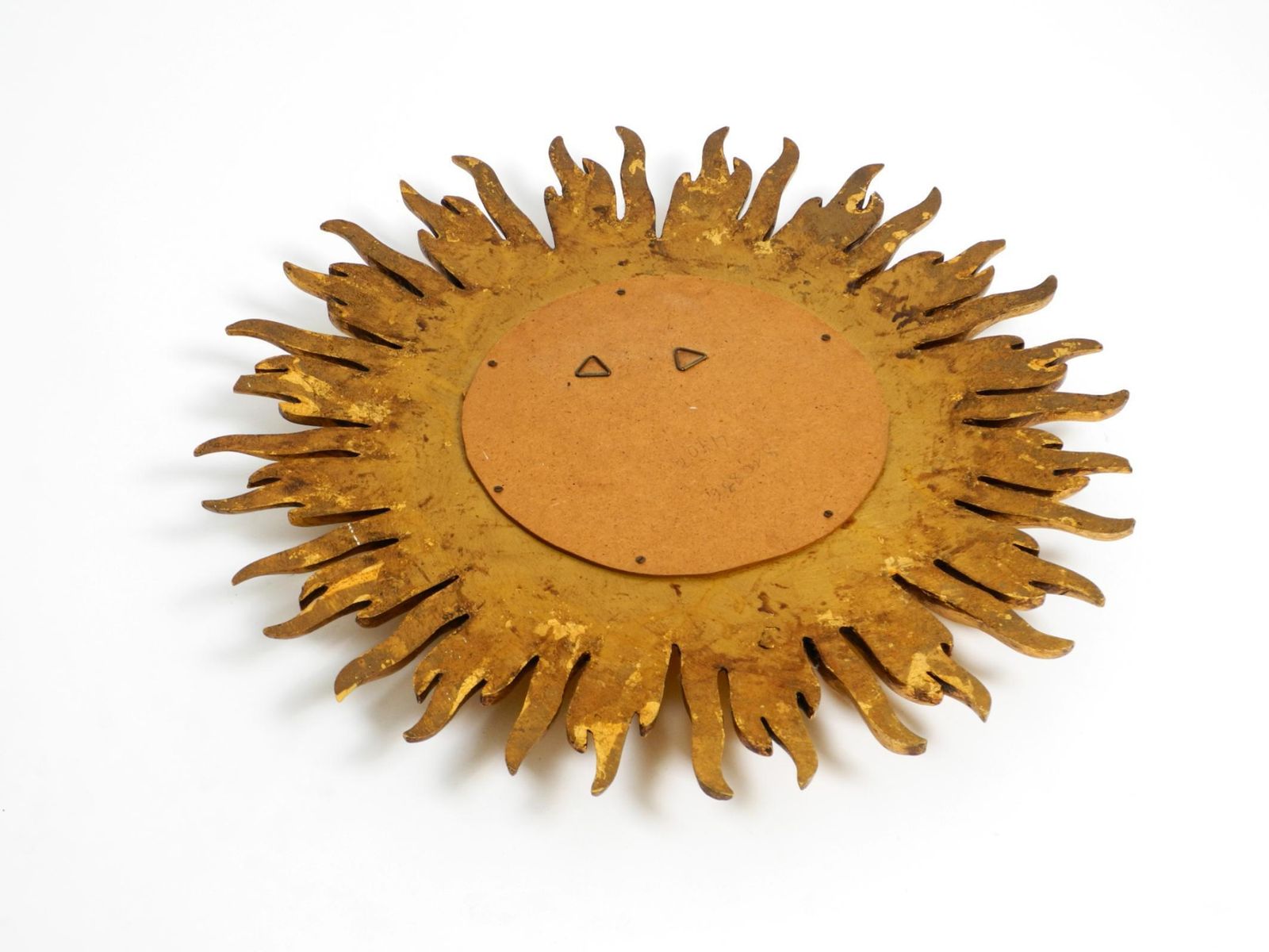 Home Decor Large Mid Century Sunburst Kovex Wall Mirror Made Of Wood And Resin, Gold Plated photo