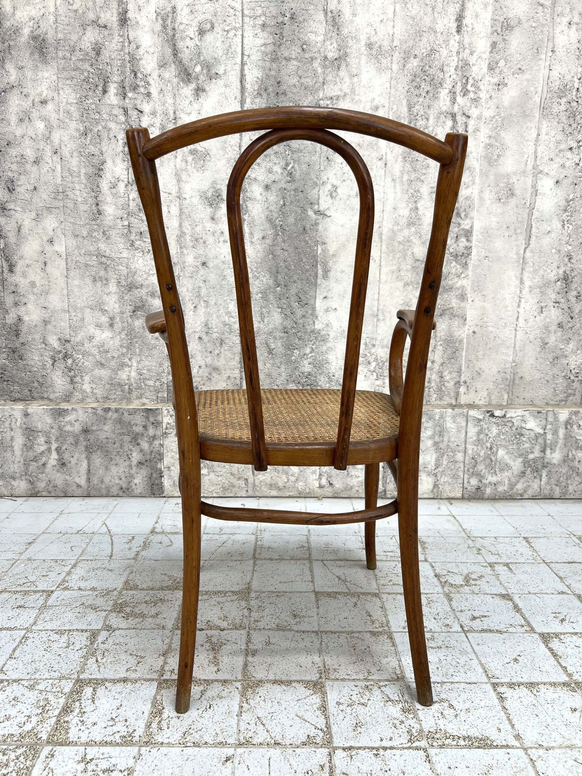 Individual Bentwood French Bistro Chair Carver With Cane Seat photo vintage