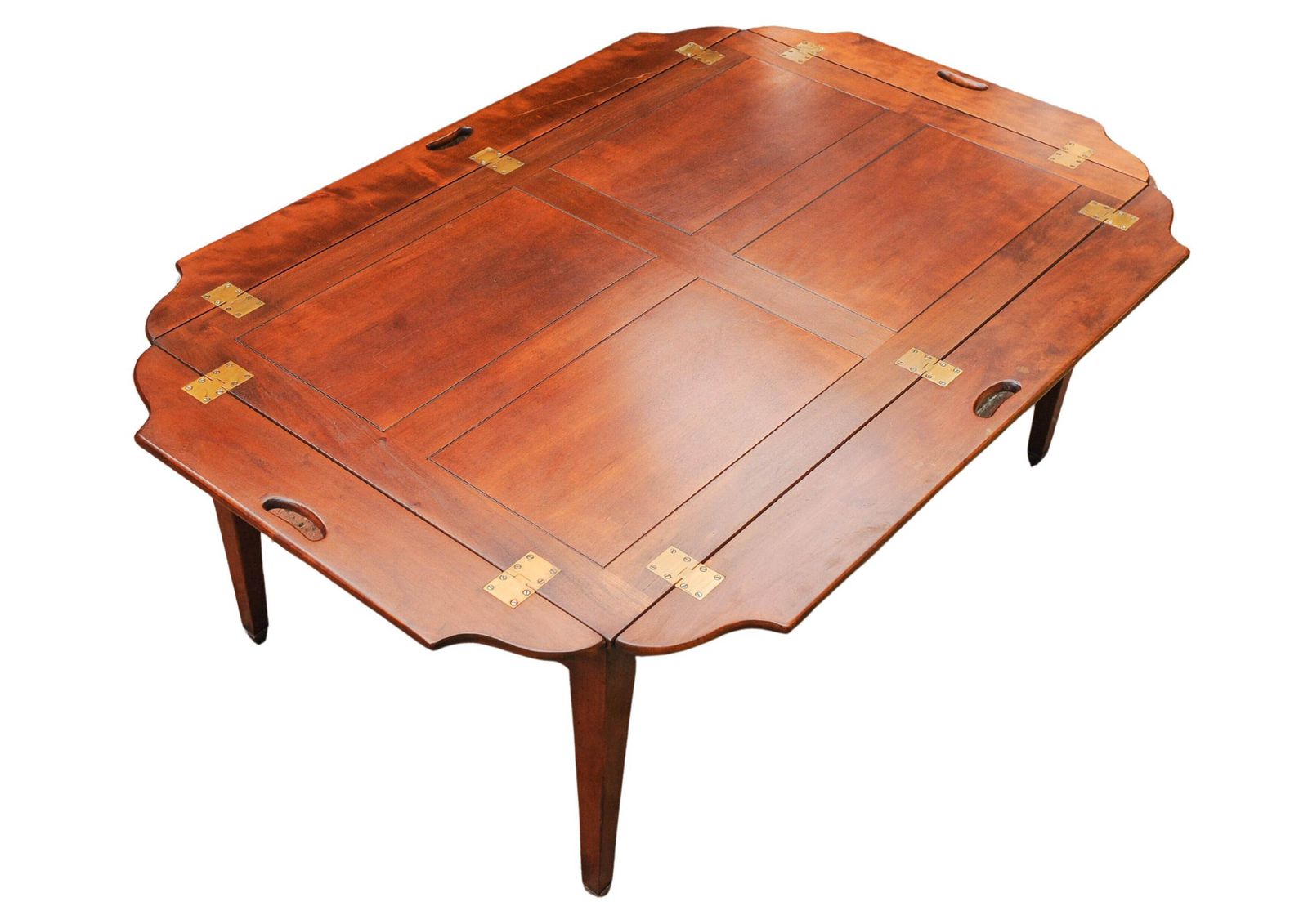 Campaign Mahogany & Brass Butler's Coffee Table Hand Crafted By Kennedy Furniture For Harrods photo 2300.0