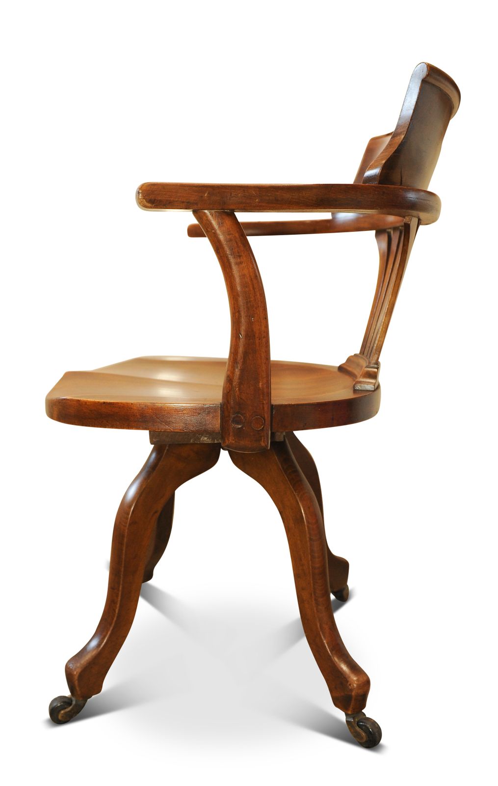 A Victorian Hand Crafted Mahogany Classic Clerks Revolving Desk Chair With Shaped Seat photo Furniture