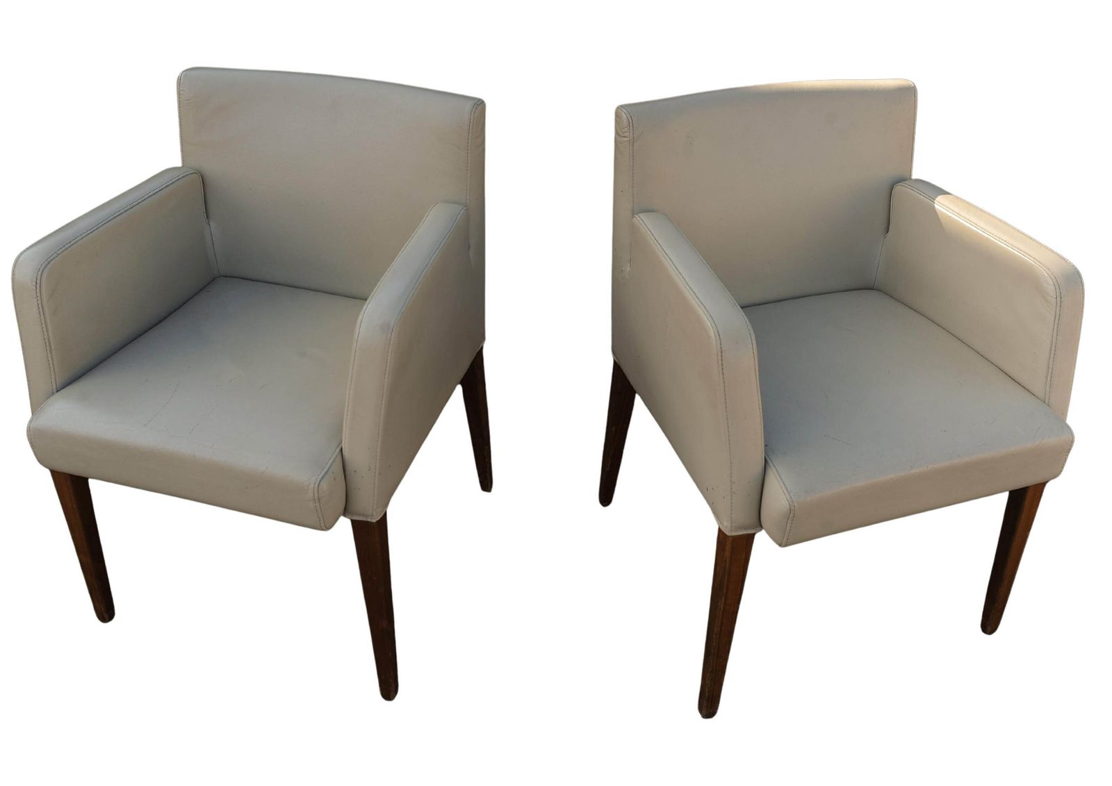 Pair Of Hülsta Cream Leather Solid Beech Frame Armchairs Makers Label To Each Chair Model Number D20 Made In Stadtlohn, German photo 1650.0