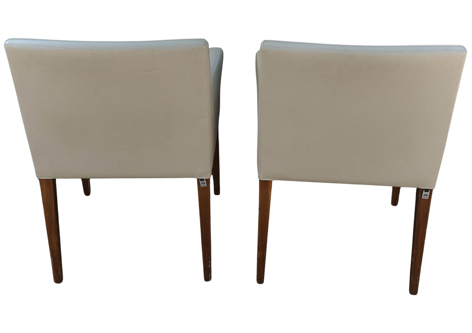 Furniture Pair Of Hülsta Cream Leather Solid Beech Frame Armchairs Makers Label To Each Chair Model Number D20 Made In Stadtlohn, German photo