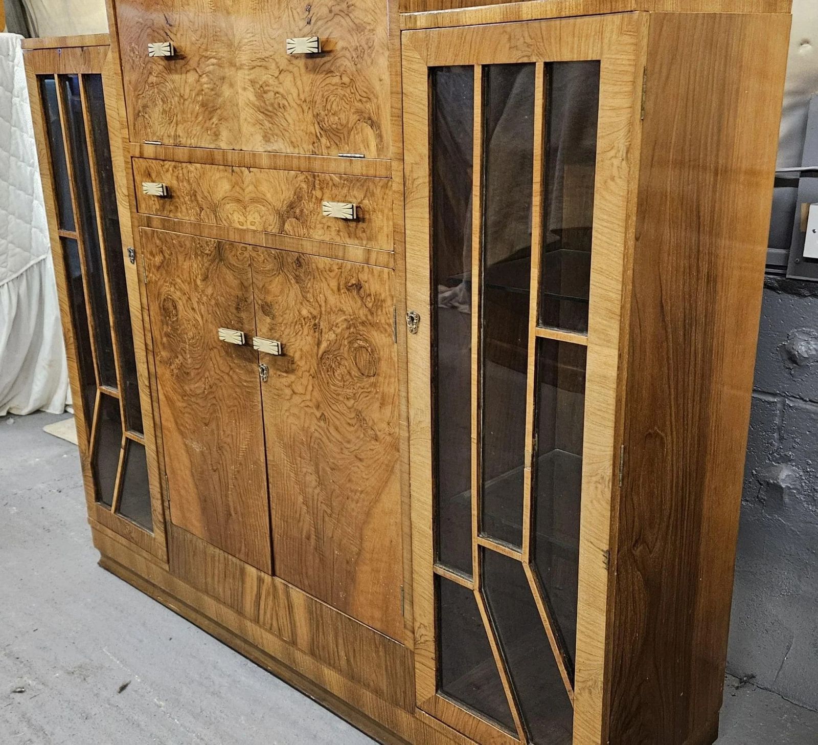 Art Deco Fall Front Cocktail Bar Display Cabinet Bookcase photo 2650.0