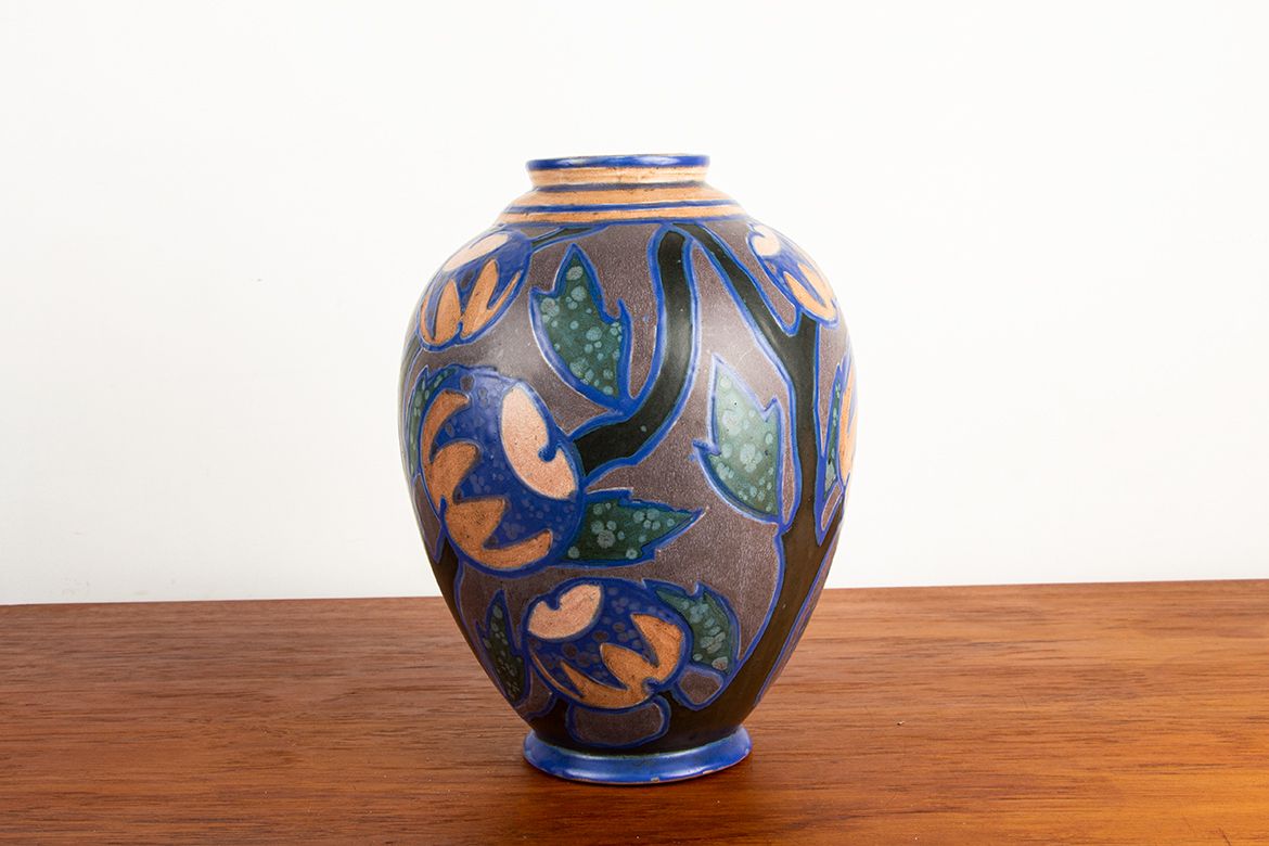 Multicolored Ceramic Vase, Art Nouveau Period By The Revernay Manufacture, 1910s.