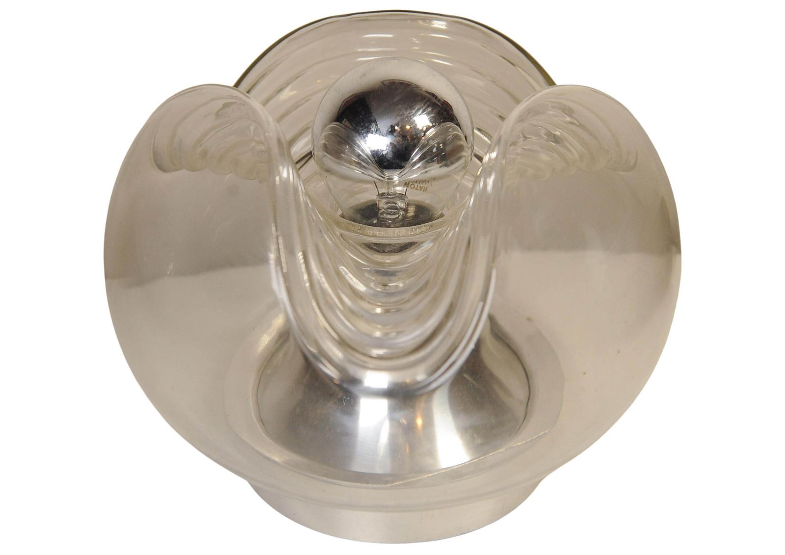 Art Deco Design Organic Moulded Glass & Chrome Table Lamp By Mégal Ag Swiss