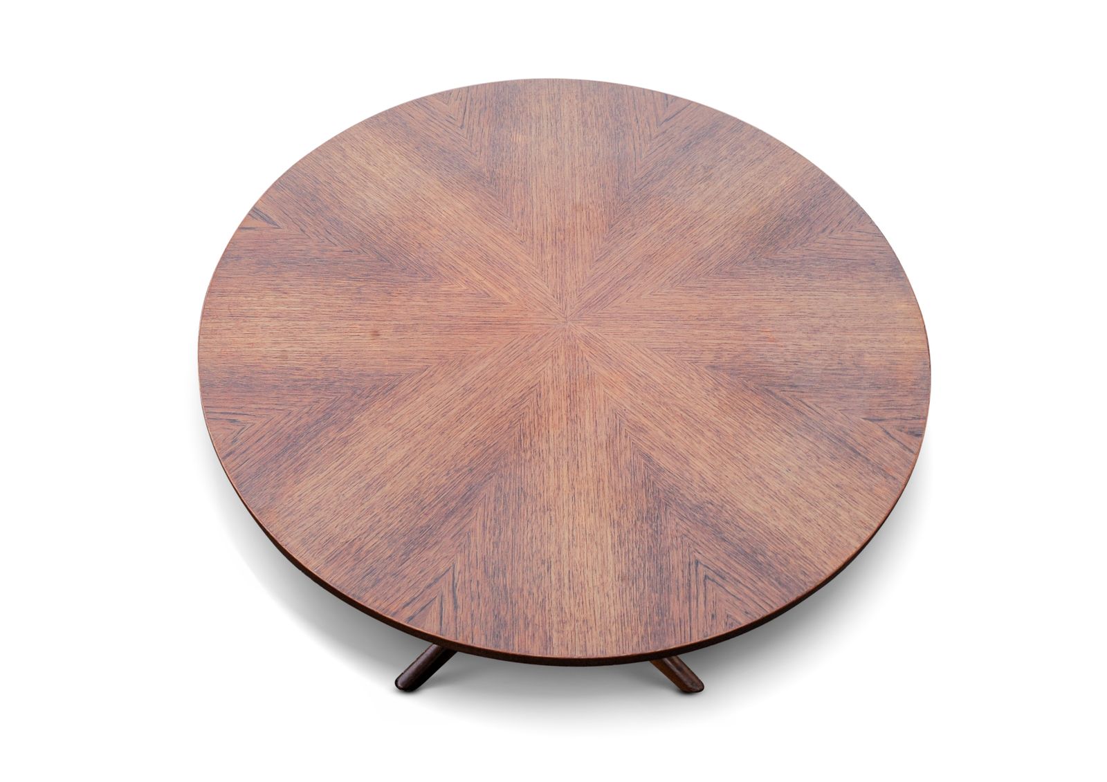 Georg Jensen Kubus Radial Teak Coffee Table, Raised On Intersecting V Shaped Supports Made In Denmark photo for sale