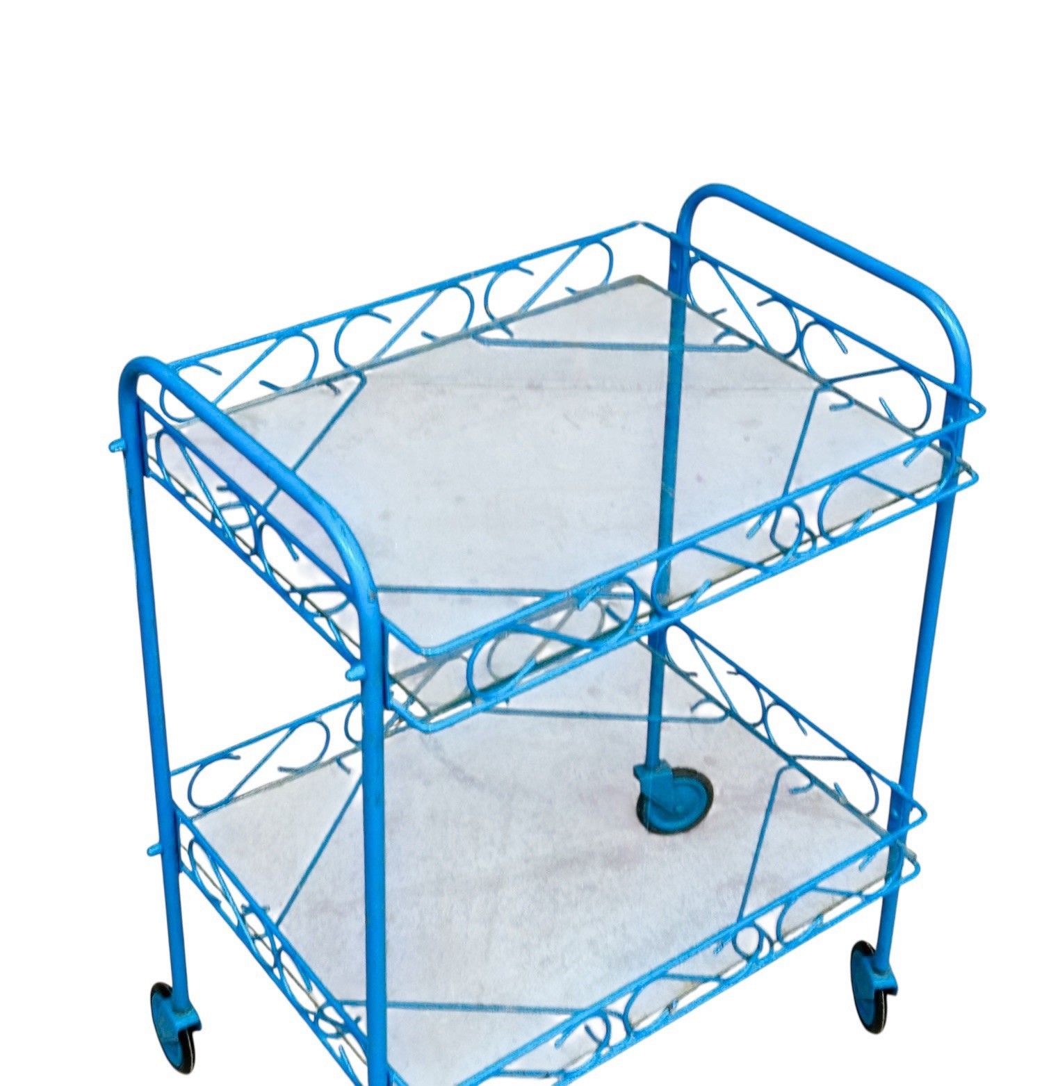 photo furniture Drinks Trolley Gin Bar Steel And Glass C1950s Rare Two Tier