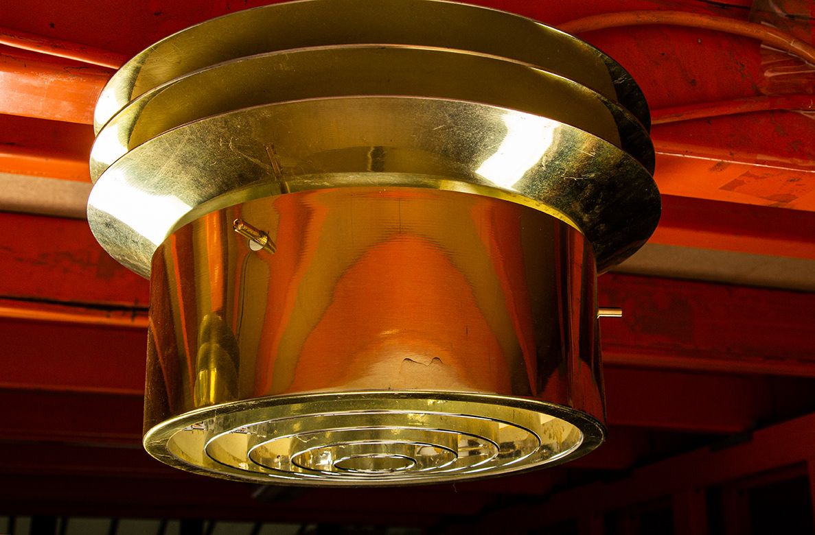 Pair Of Danish Brass Ceiling Lights Model T742 By Hans Agne Jakobson 1960. photo furniture