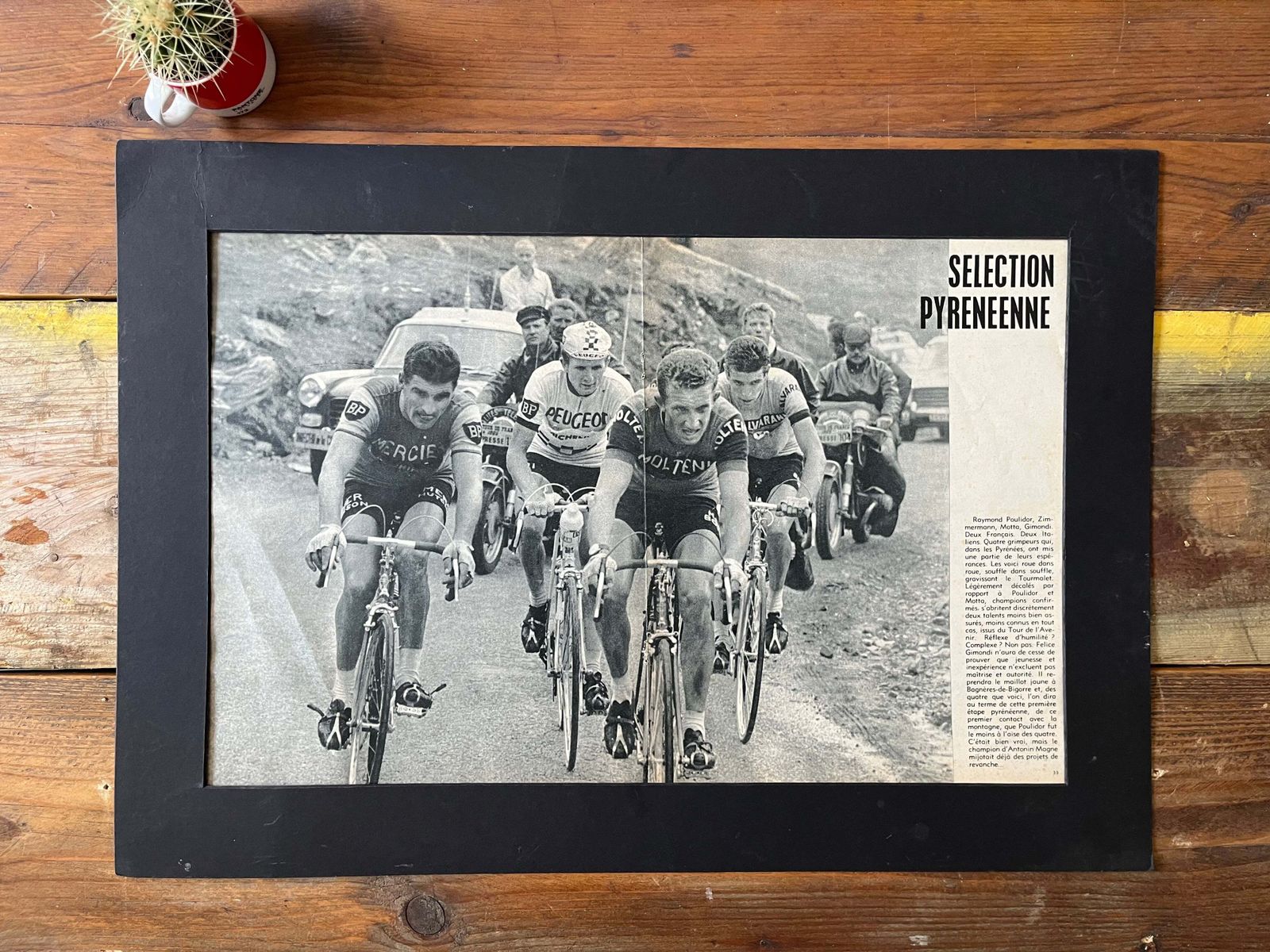 Vintage Cycling Print   Tour De France, Felice Gimondi Raymond Poulidor Pyrenees 1965 photo furniture