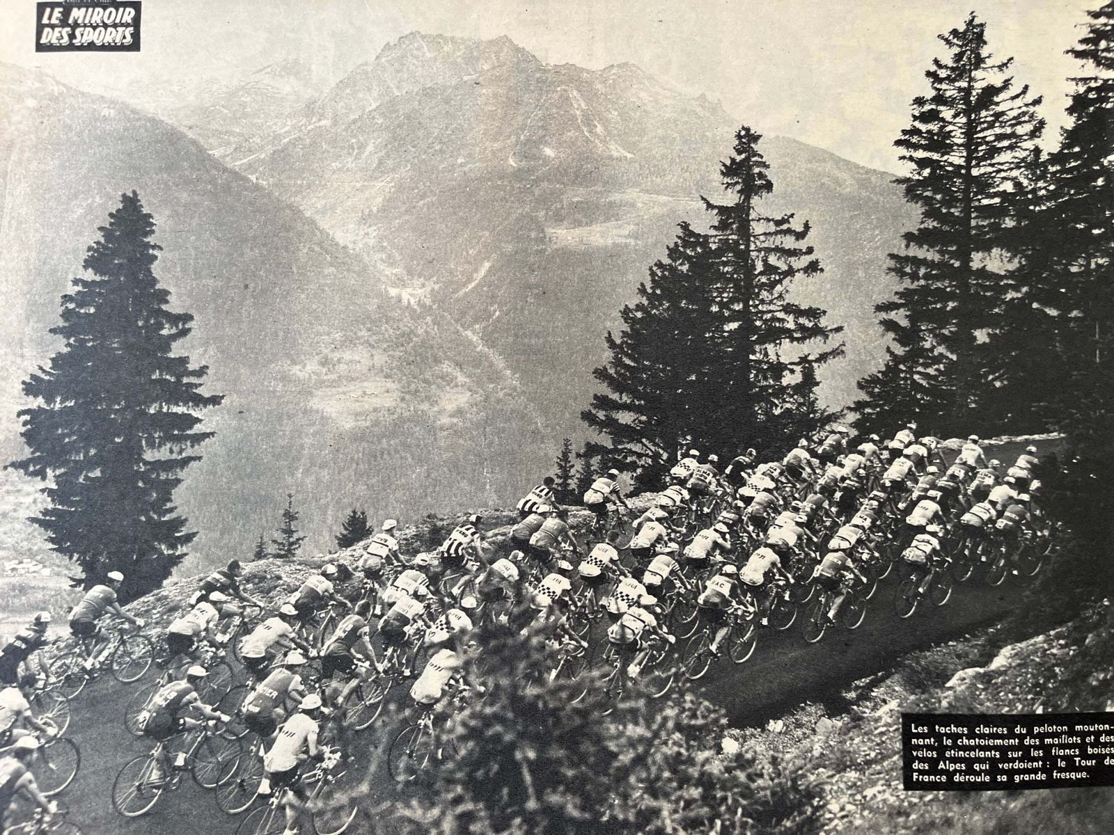 Tour De France Alps Vintage Cycling Print 1965 photo for sale