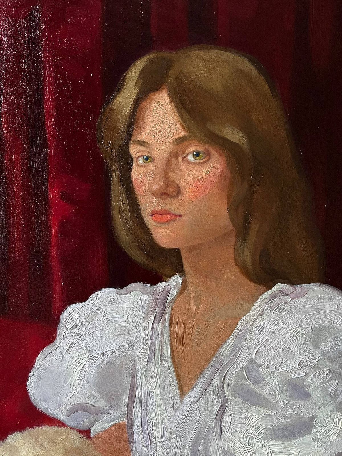 Original Woman Portrait Oil Painting photo furniture