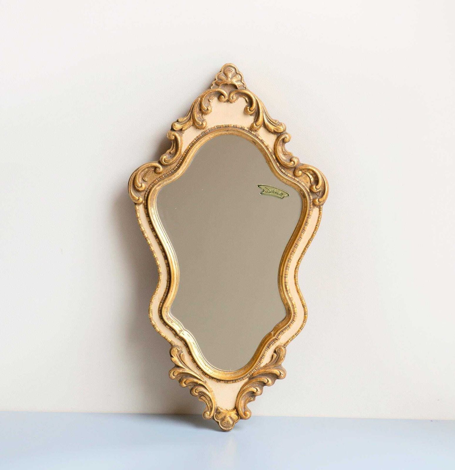 Ornate Golden Accent Mirror, Decorative Belgian Mirror, Deknudt, Rococo Style Wall Mirror, Vintage Baroque Mirror photo Home Decor